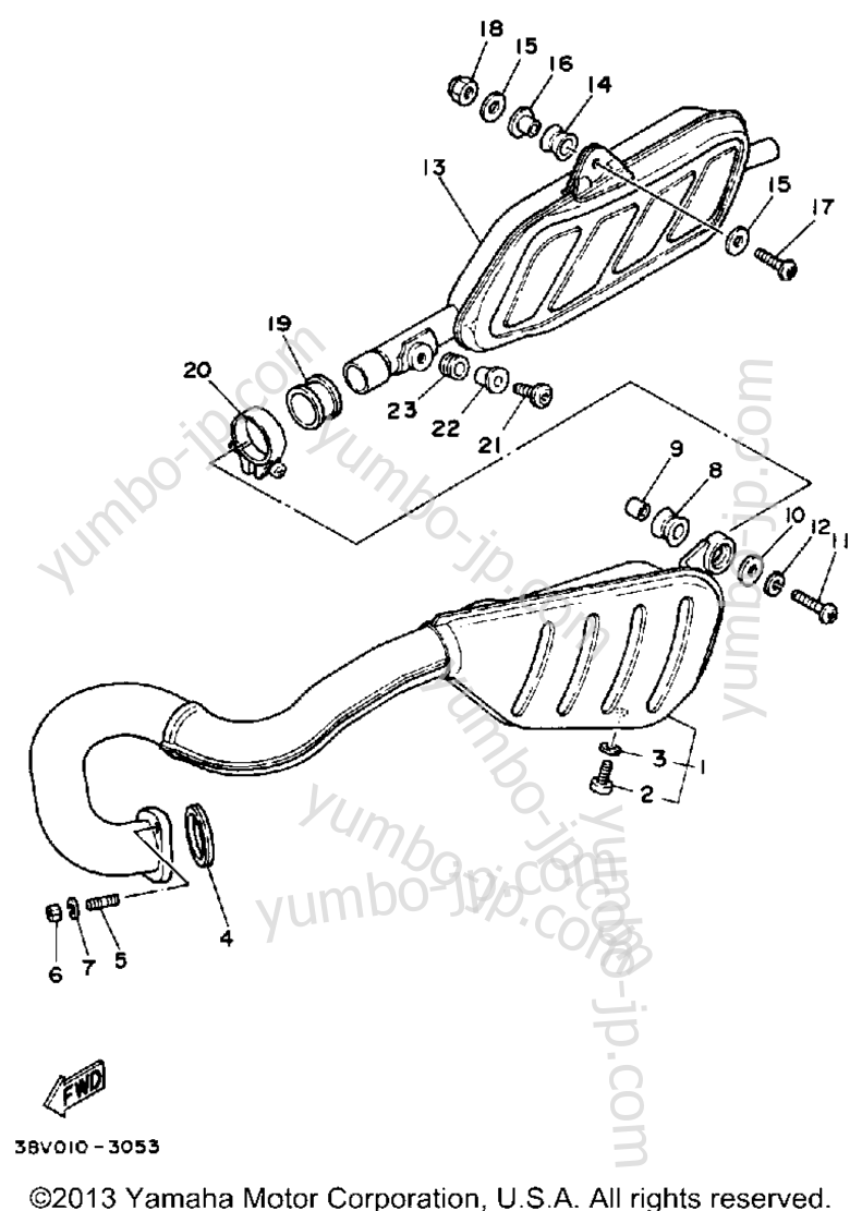 Exhaust for motorcycles YAMAHA TRIALS (TY350S) 1986 year