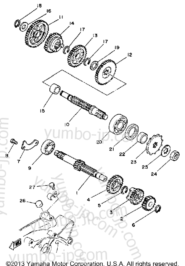 TRANSMISSION for motorcycles YAMAHA MX80J 1982 year