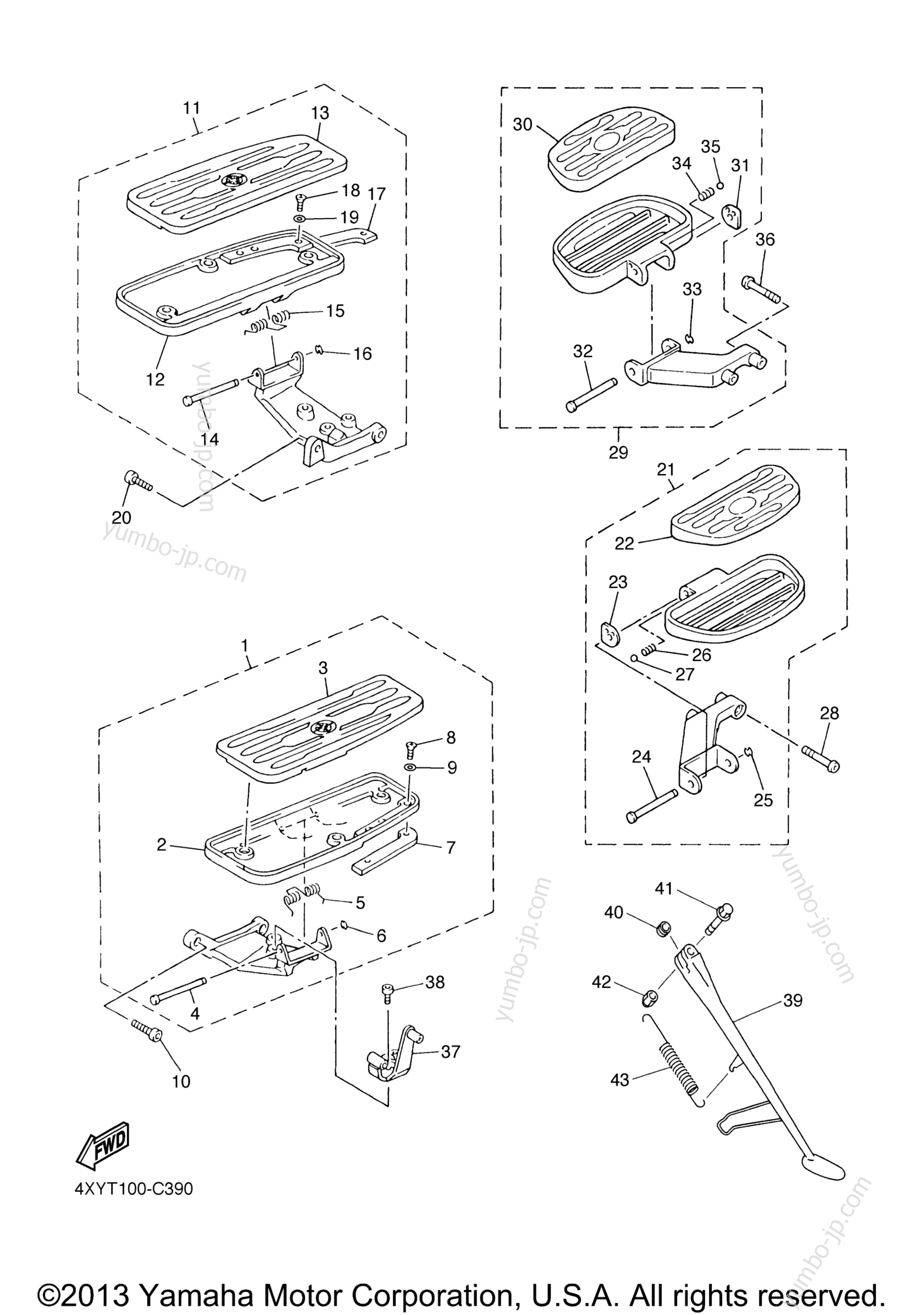 Stand Footrest for motorcycles YAMAHA ROYAL STAR TOUR DELUXE (XVZ13CTYR) 2009 year