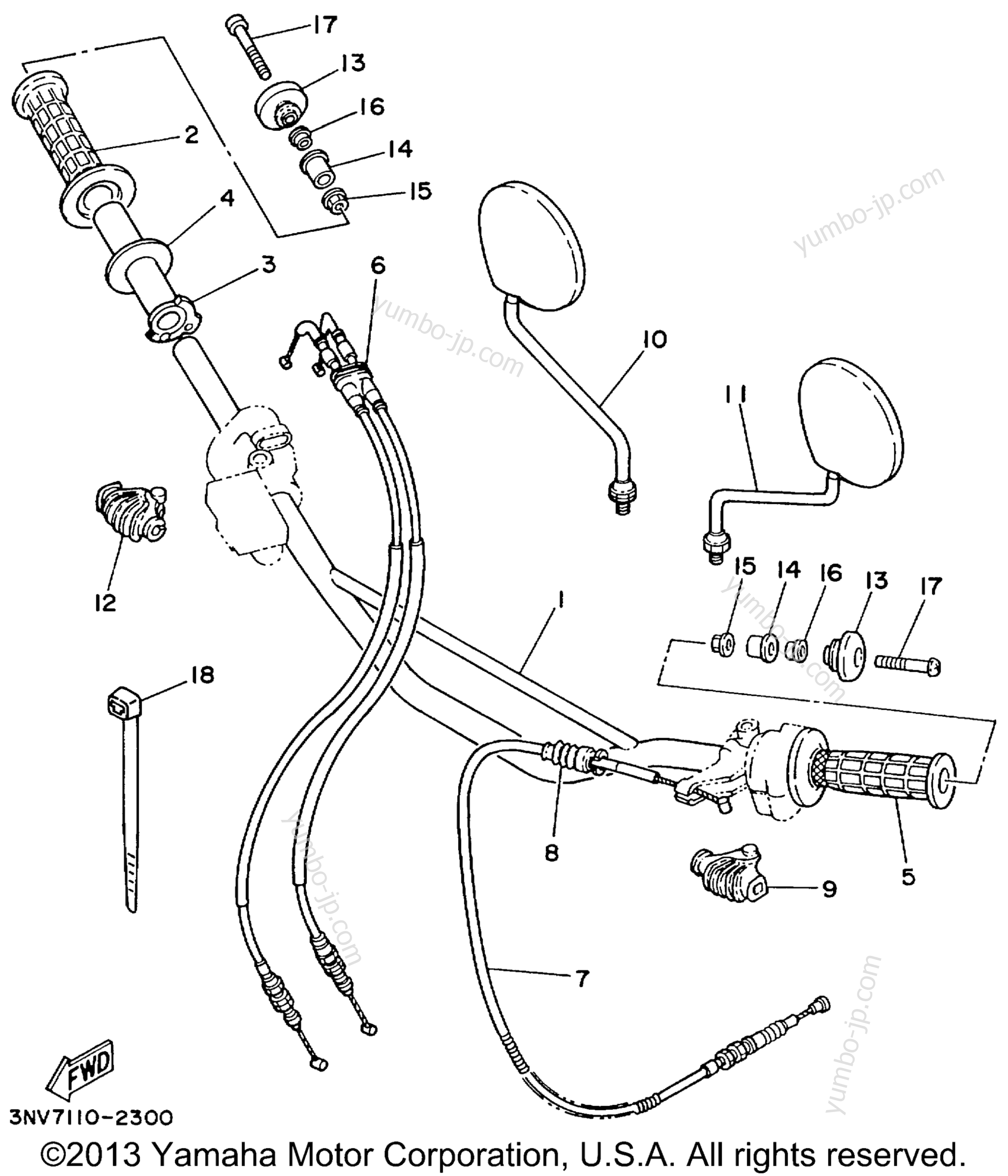 Steering Handle Cable для мотоциклов YAMAHA XT350LC CA 1999 г.