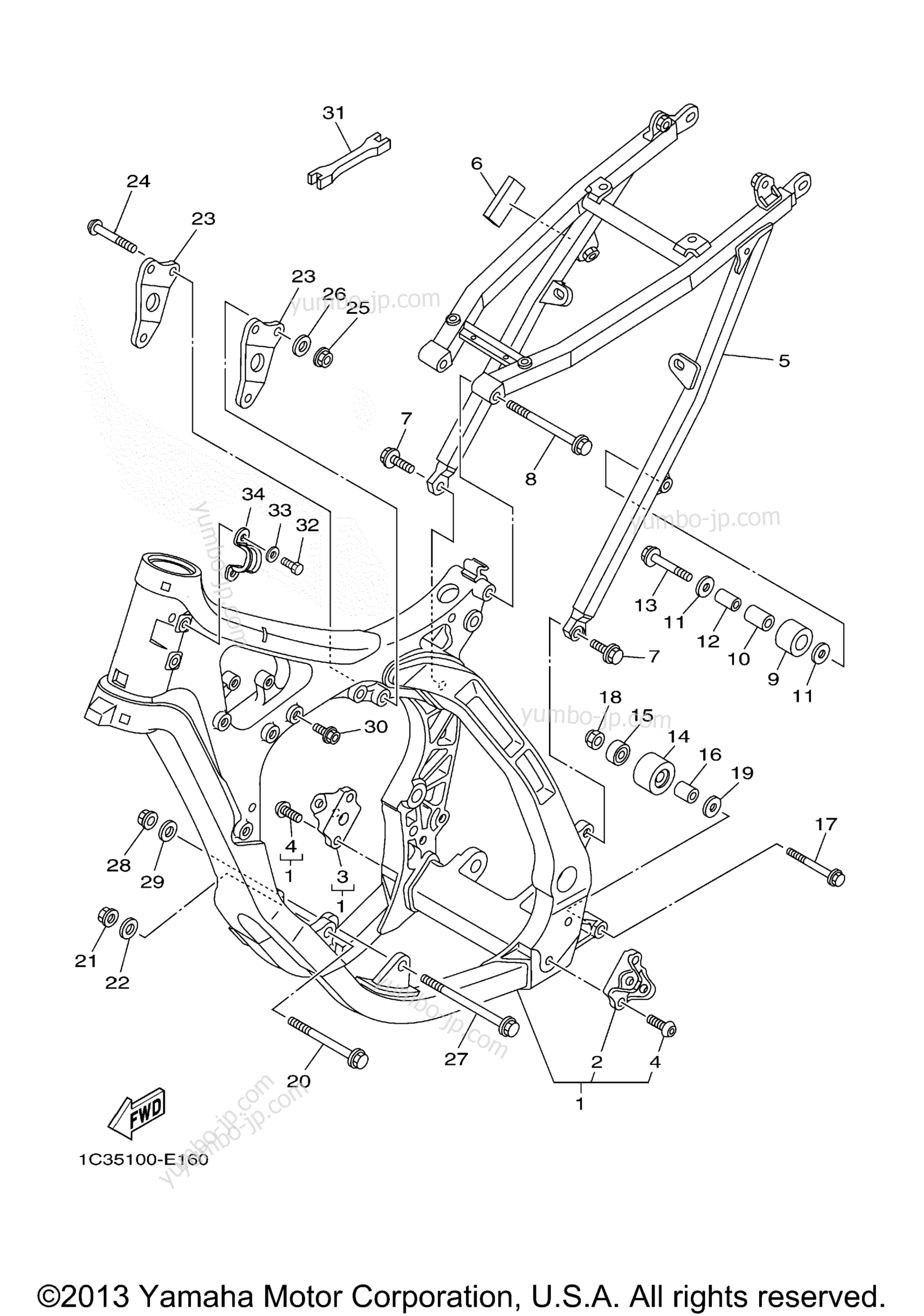 FRAME for motorcycles YAMAHA YZ125 (YZ125V) 2006 year