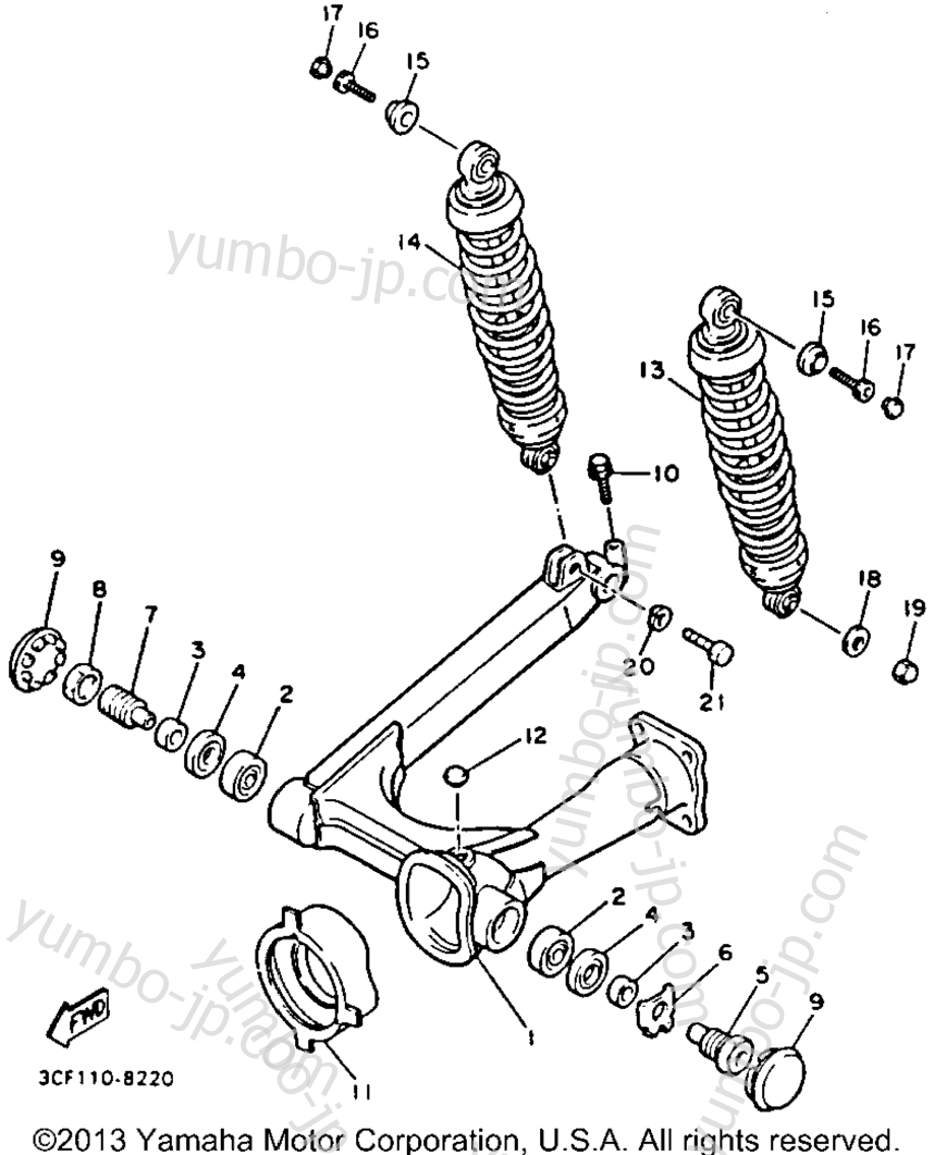 Swing Arm Rear Shocks for motorcycles YAMAHA VIRAGO 750 (XV750EC) CA 1993 year