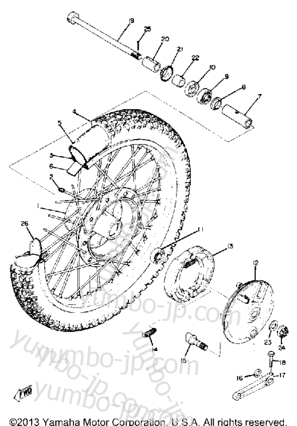 FRONT WHEEL for motorcycles YAMAHA SC500 1973 year