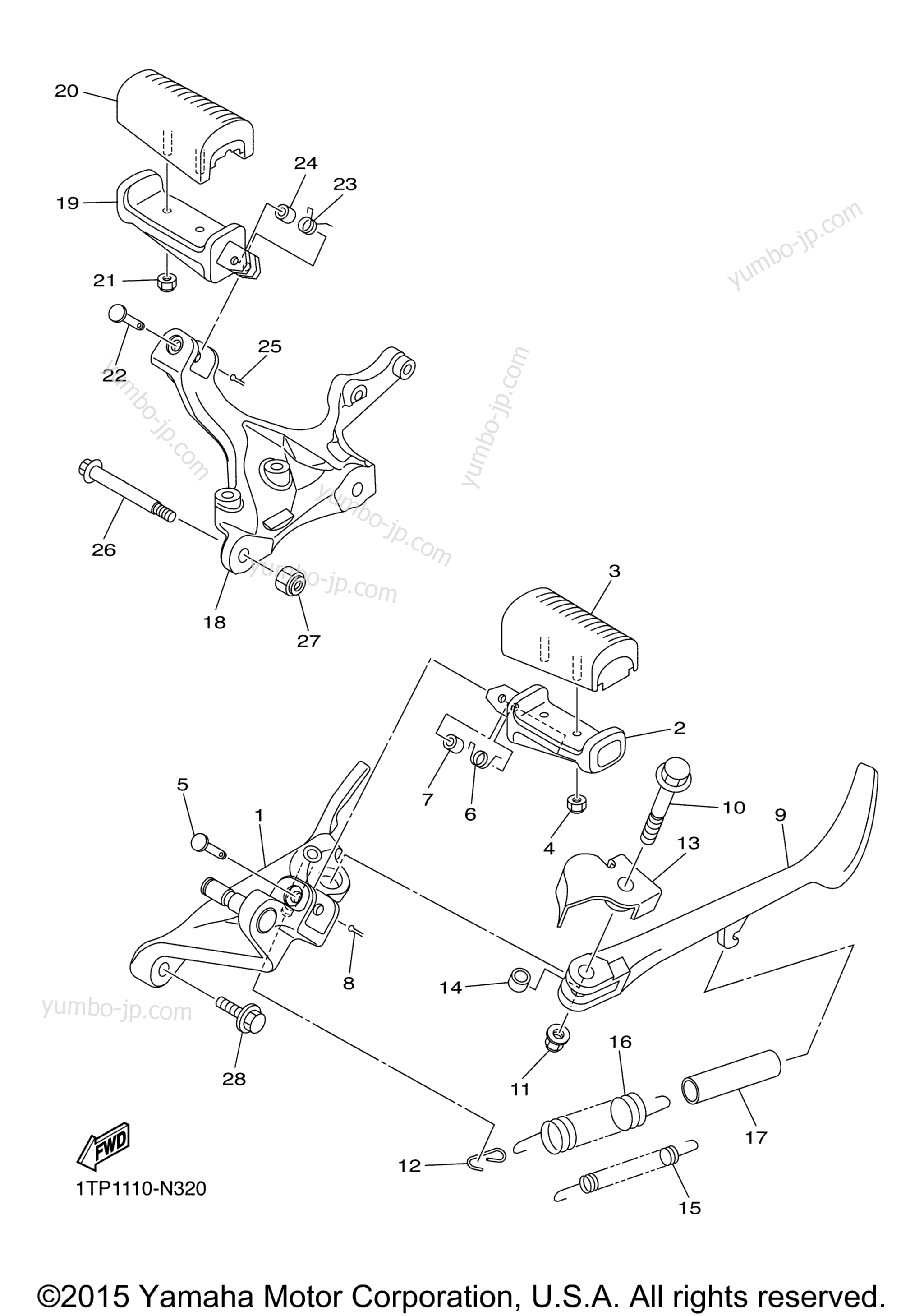 Stand Footrest для мотоциклов YAMAHA BOLT R SPEC (XVS95CGCY) CA 2016 г.