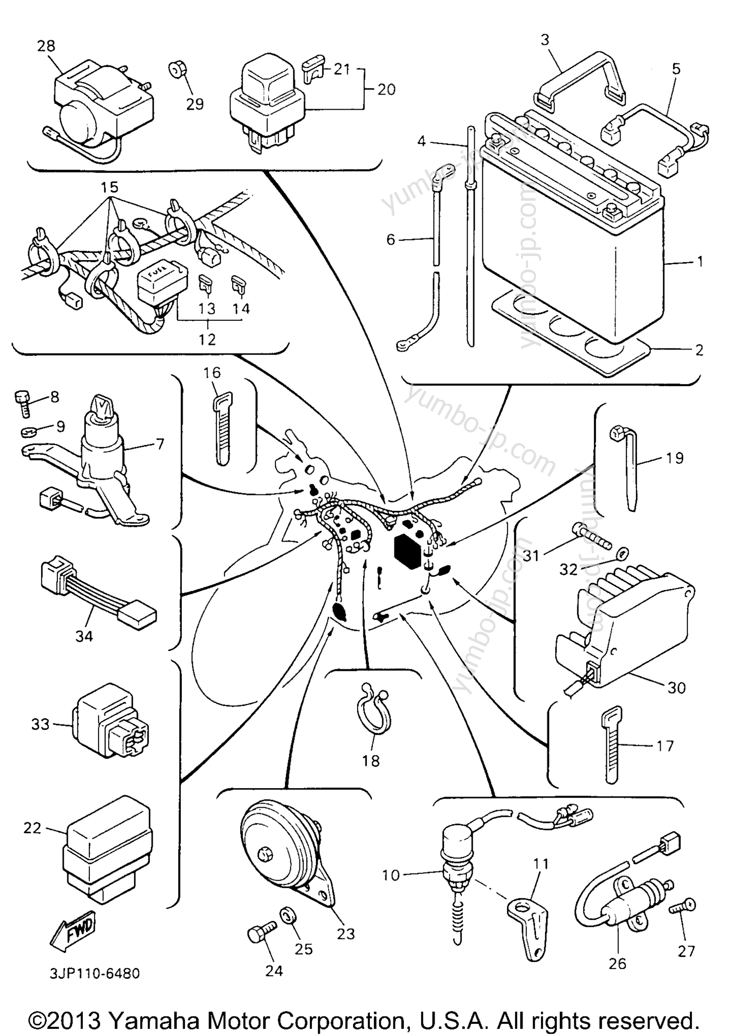 Electrical 2 for motorcycles YAMAHA V-MAX 1200 (VMX12HC) CA 1996 year