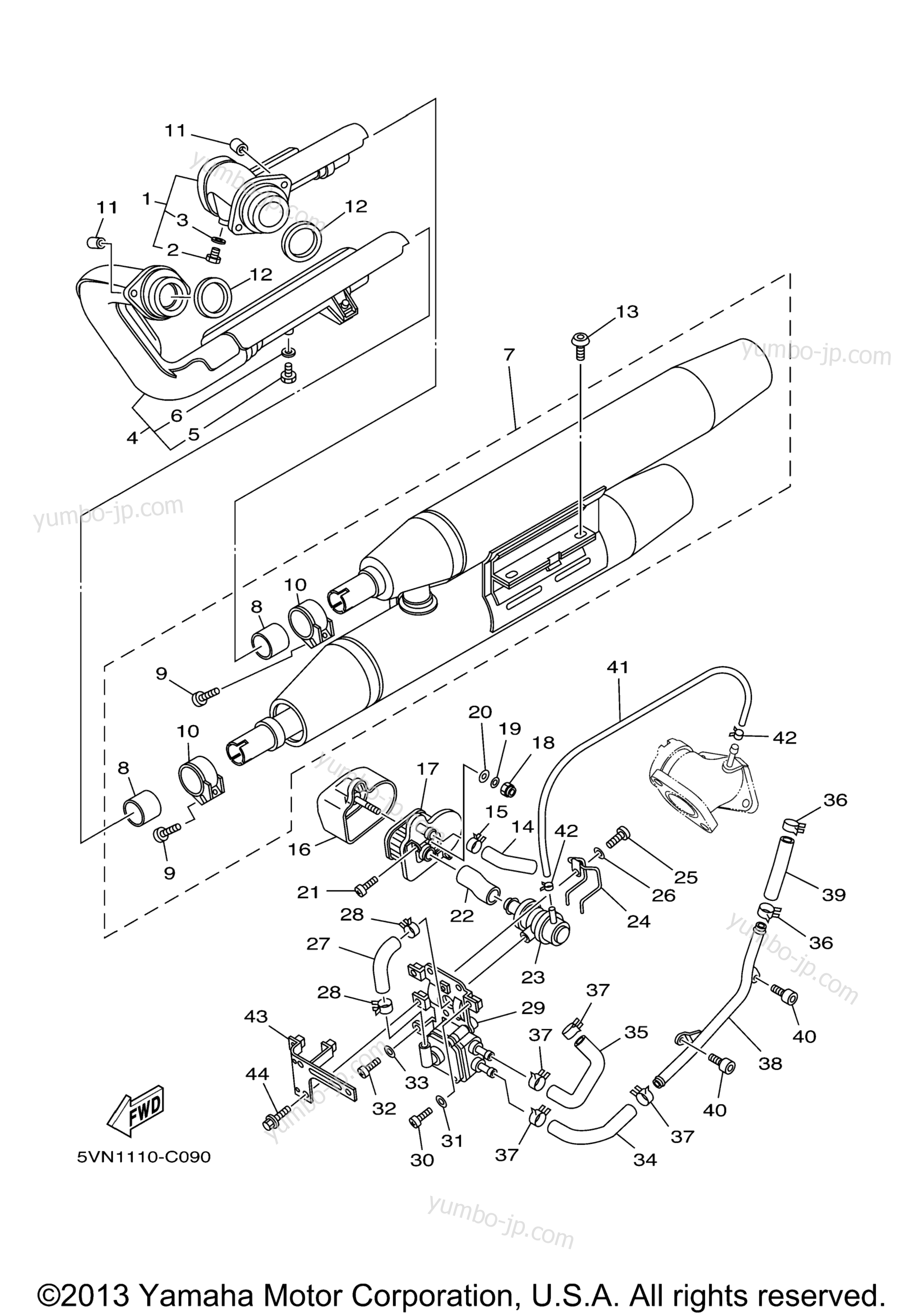 Exhaust для мотоциклов YAMAHA ROAD STAR SILVERADO (XV17ATVC) CA 2006 г.