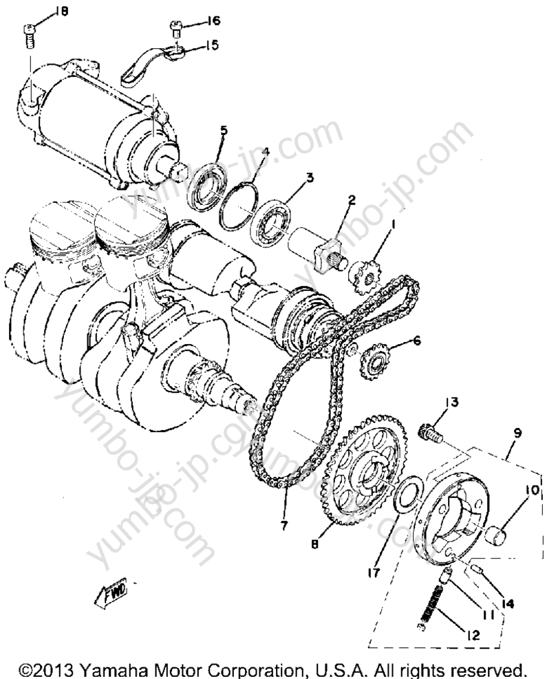 Starting Motor Unit для мотоциклов YAMAHA XS500D 1977 г.