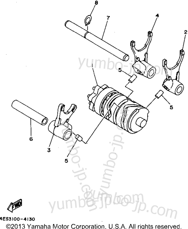 Shift Cam - Shift Fork for motorcycles YAMAHA YZ80F1 1994 year