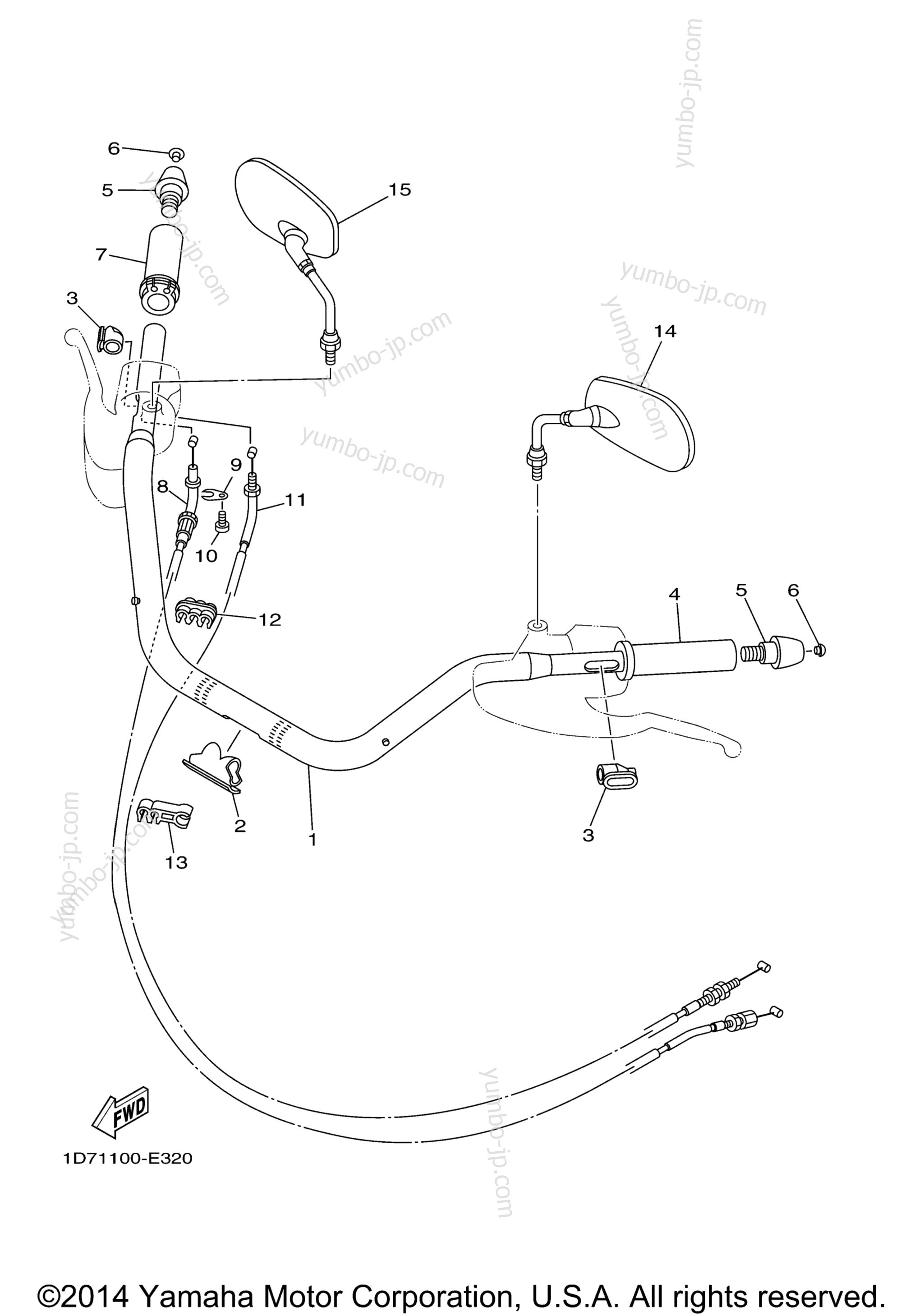 Steering Handle Cable для мотоциклов YAMAHA STRATOLINER S (XV19CTSDL) 2013 г.
