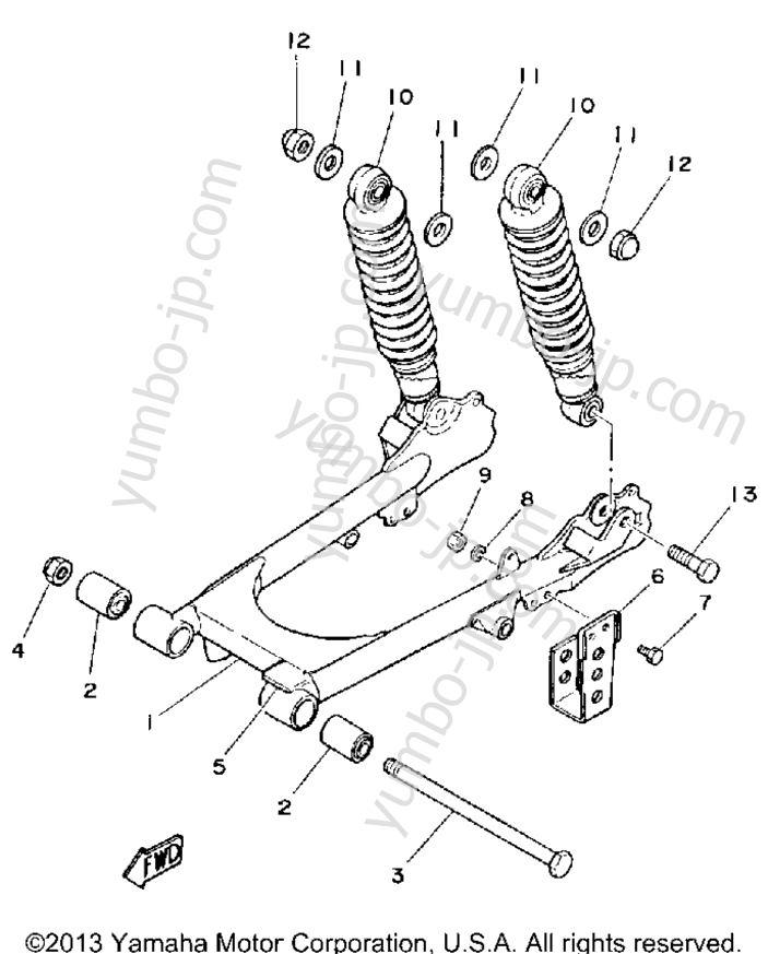 Rear Arm - Suspension for motorcycles YAMAHA MX100G 1980 year
