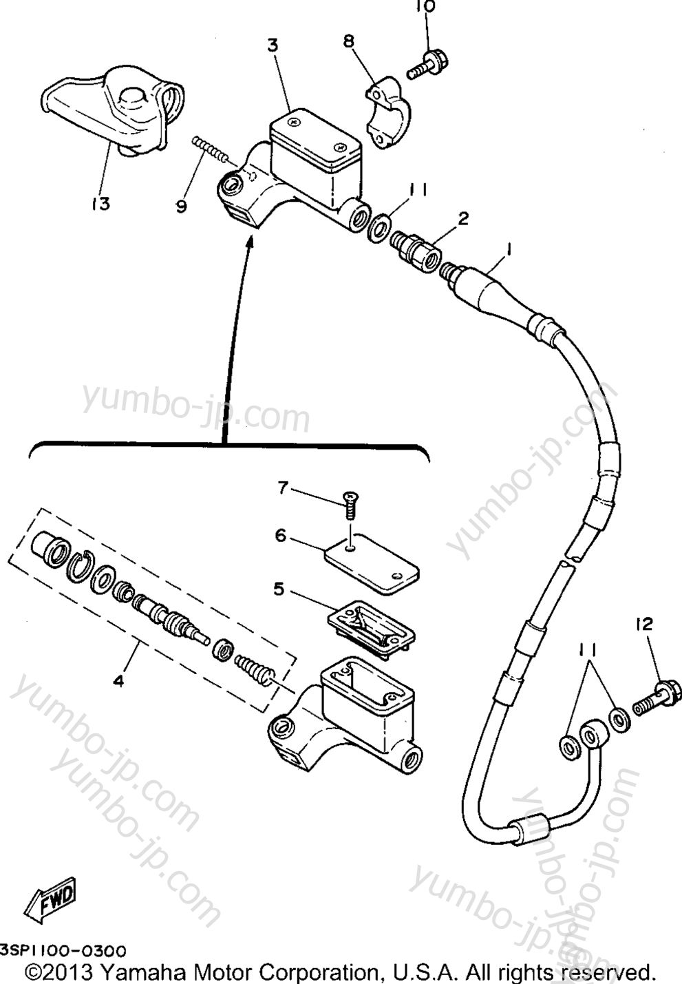 FRONT MASTER CYLINDER for motorcycles YAMAHA WR250ZG 1995 year