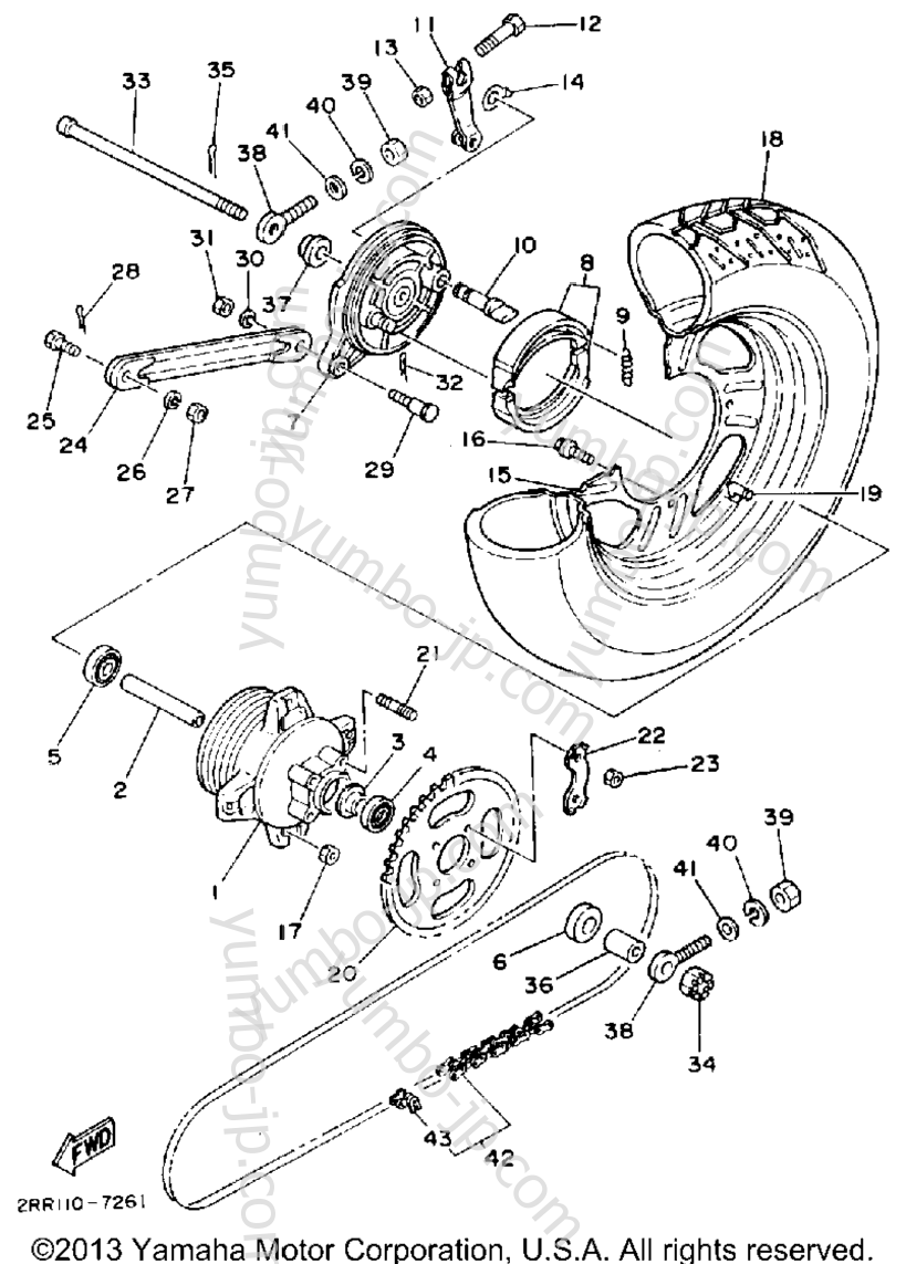 REAR WHEEL для мотоциклов YAMAHA YSR50D 1992 г.