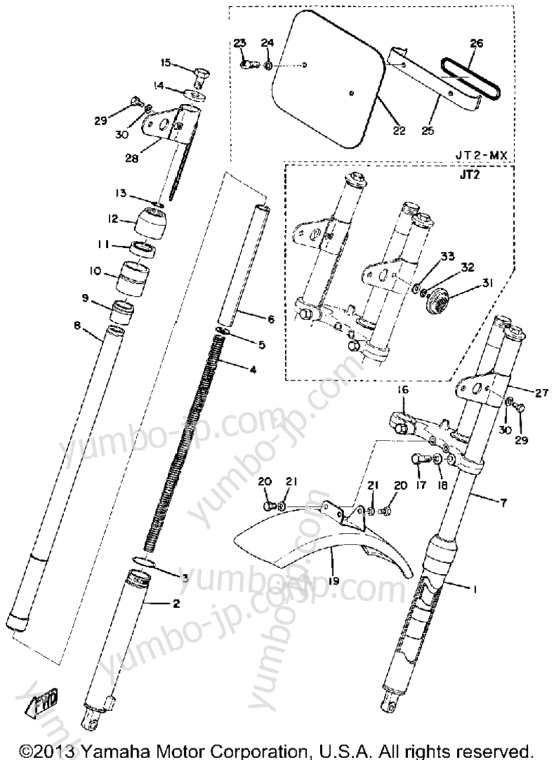 Front Fork - Front Fender для мотоциклов YAMAHA JT2 1972 г.