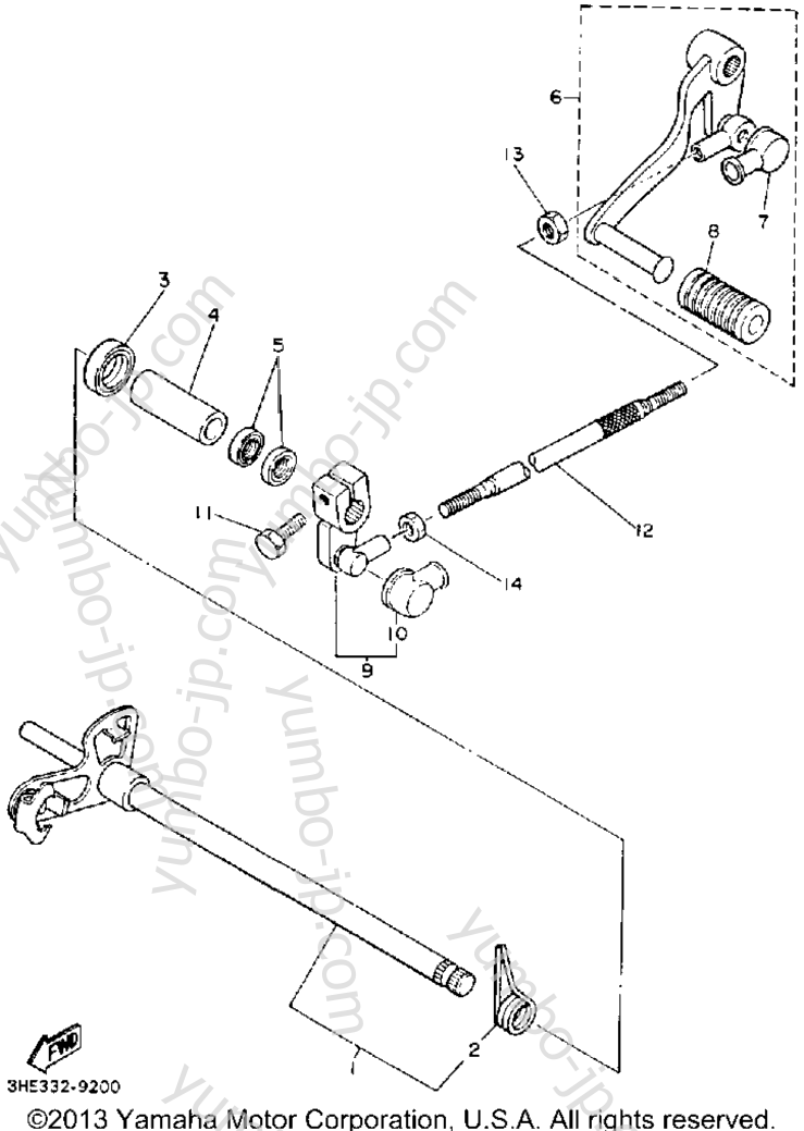 SHIFT SHAFT for motorcycles YAMAHA FZR600RD 1992 year