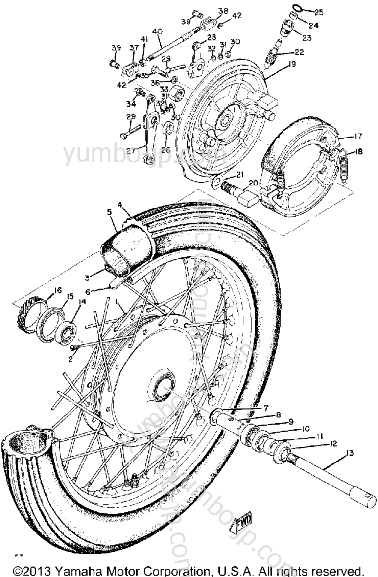 FRONT WHEEL for motorcycles YAMAHA CS3B 1971 year