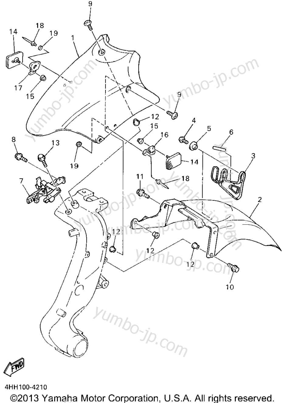 FRONT FENDER для мотоциклов YAMAHA GTS1000AFC CA 1994 г.