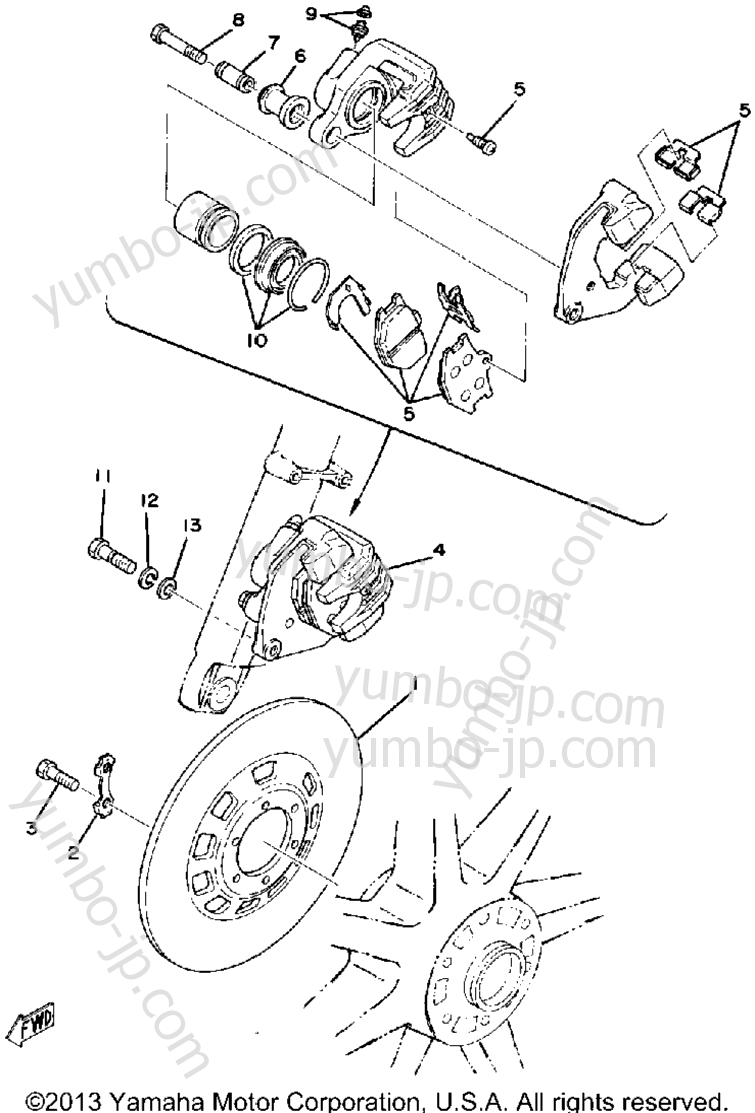 Front Disc Brake - Caliper для мотоциклов YAMAHA XS500D 1977 г.