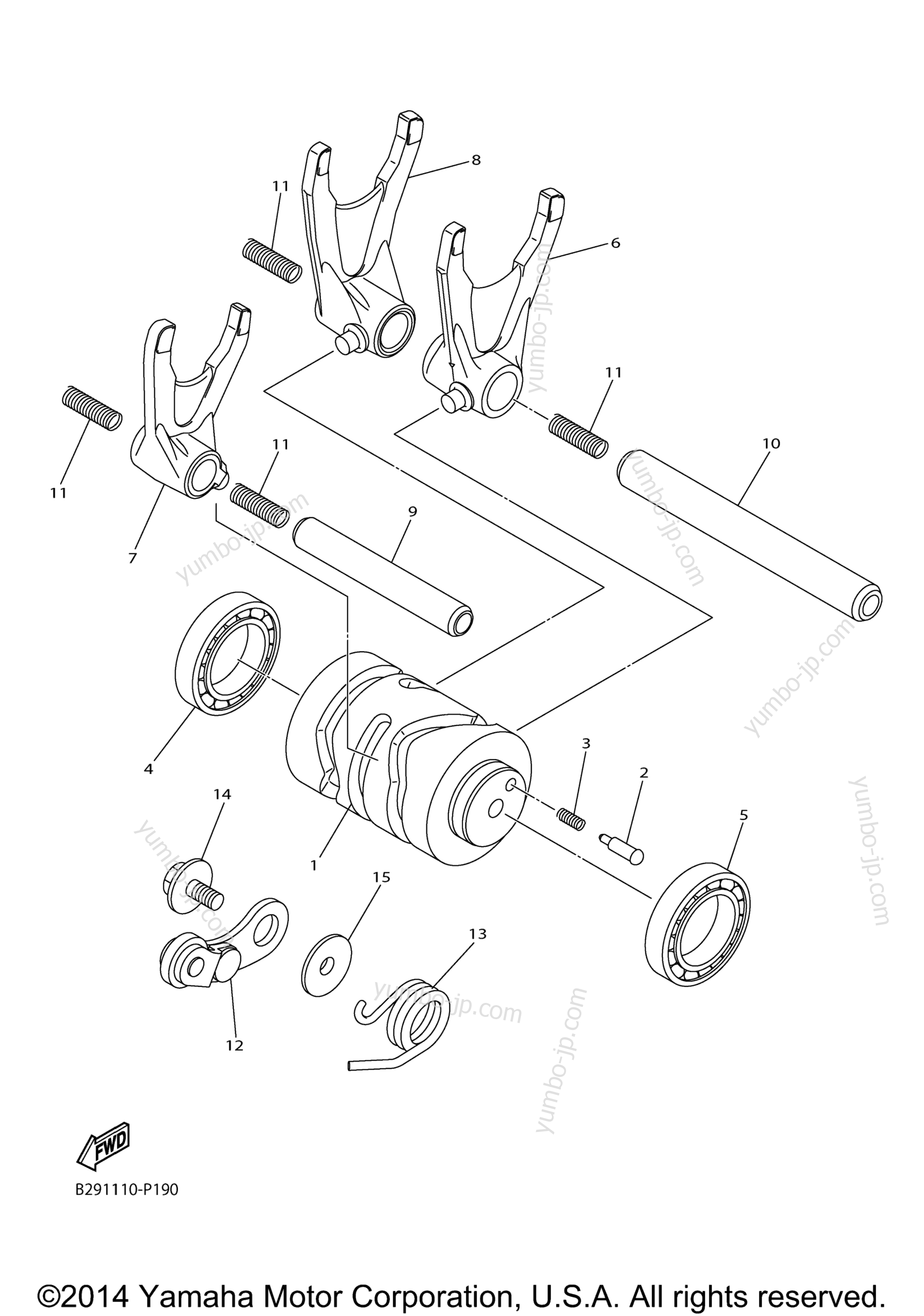 Shift Cam Fork для мотоциклов YAMAHA YZ250FX (YZ250FXF) 2015 г.