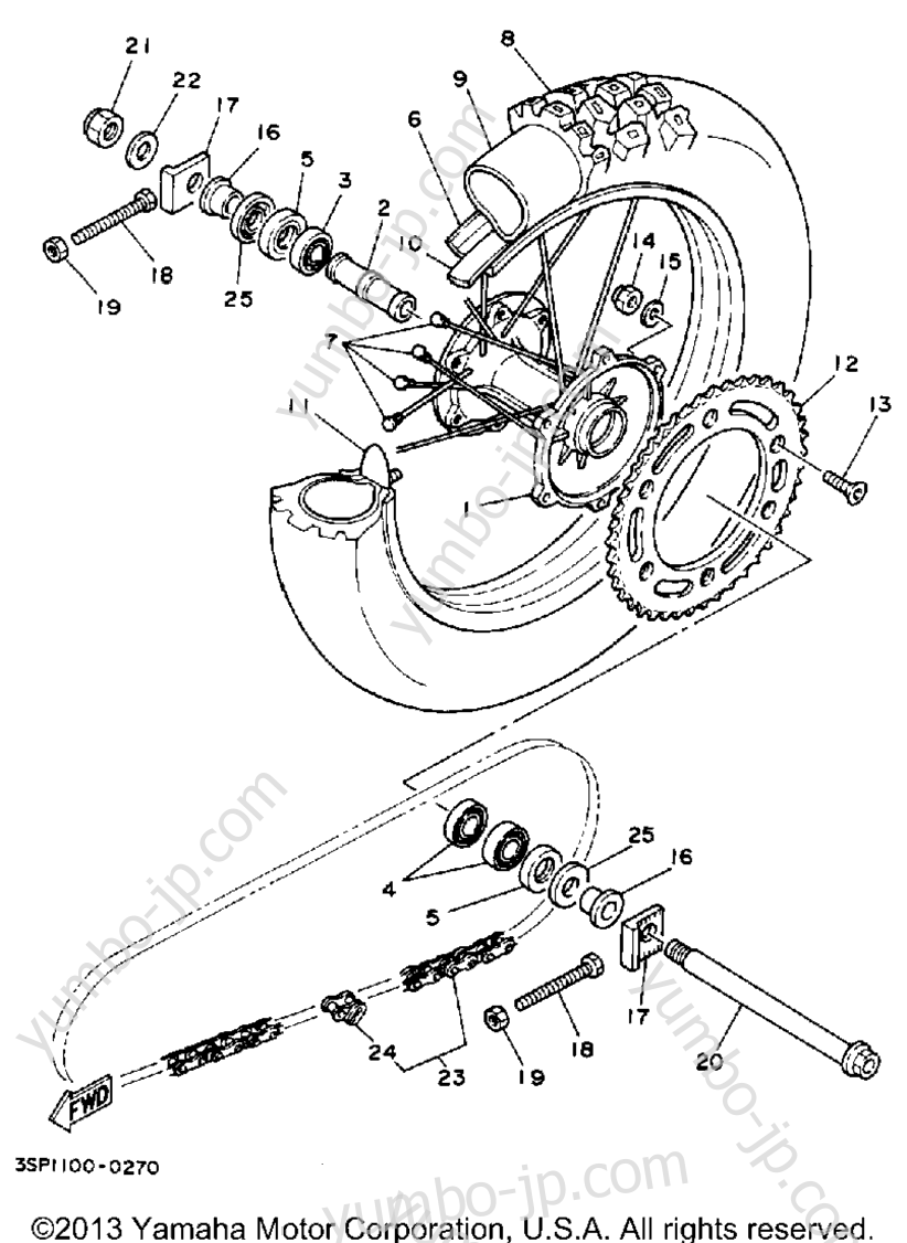 REAR WHEEL для мотоциклов YAMAHA YZ250A 1990 г.