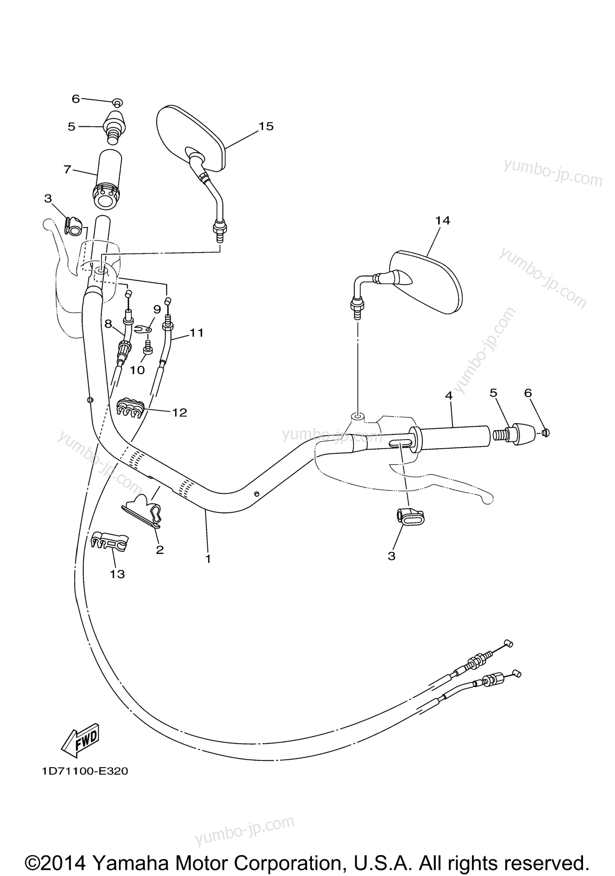 Steering Handle Cable для мотоциклов YAMAHA STRATOLINER DELUXE (XV19CTFBCS) CA 2012 г.