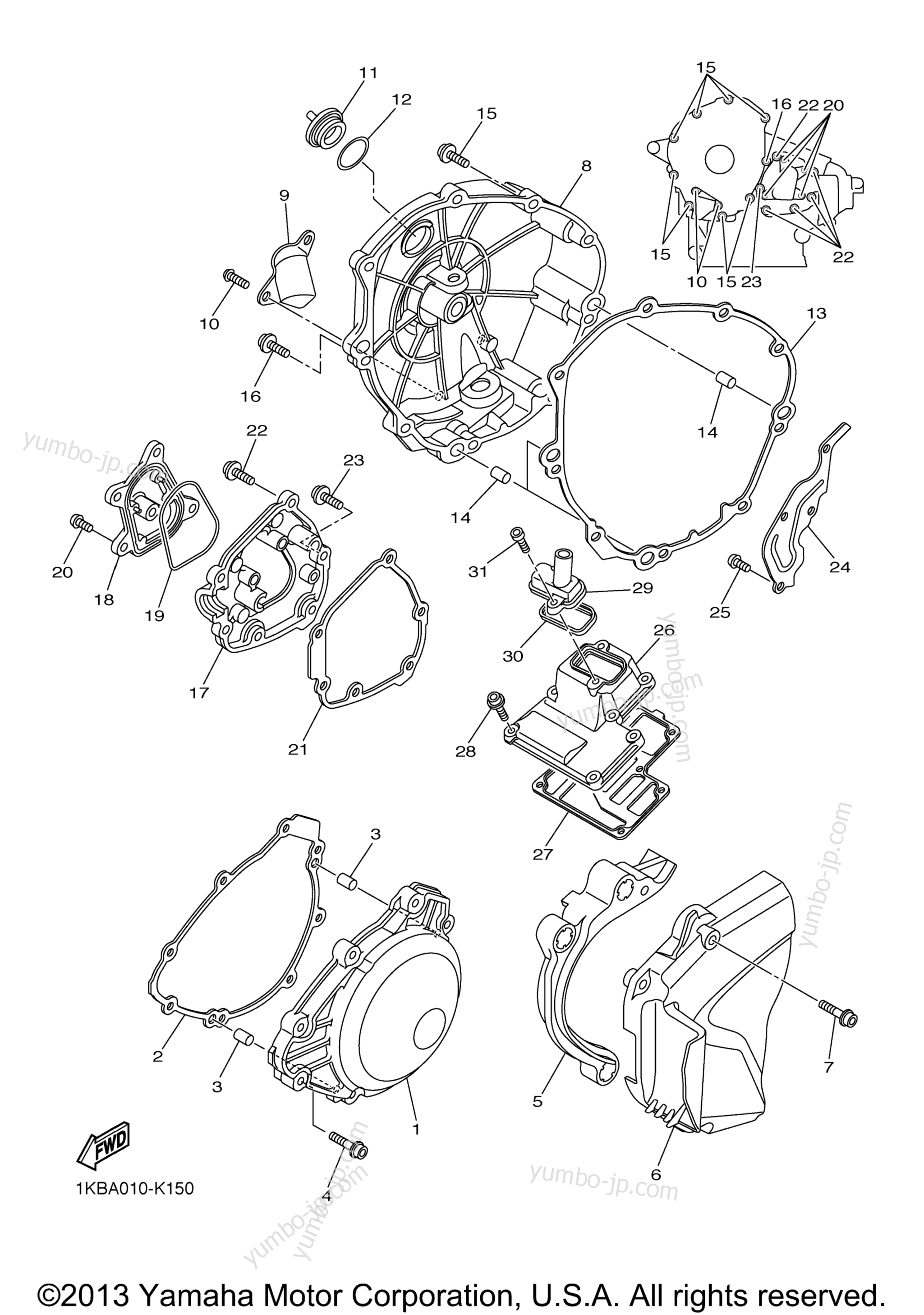 Crankcase Cover 1 для мотоциклов YAMAHA YZFR1 (YZFR1ECR) CA 2014 г.