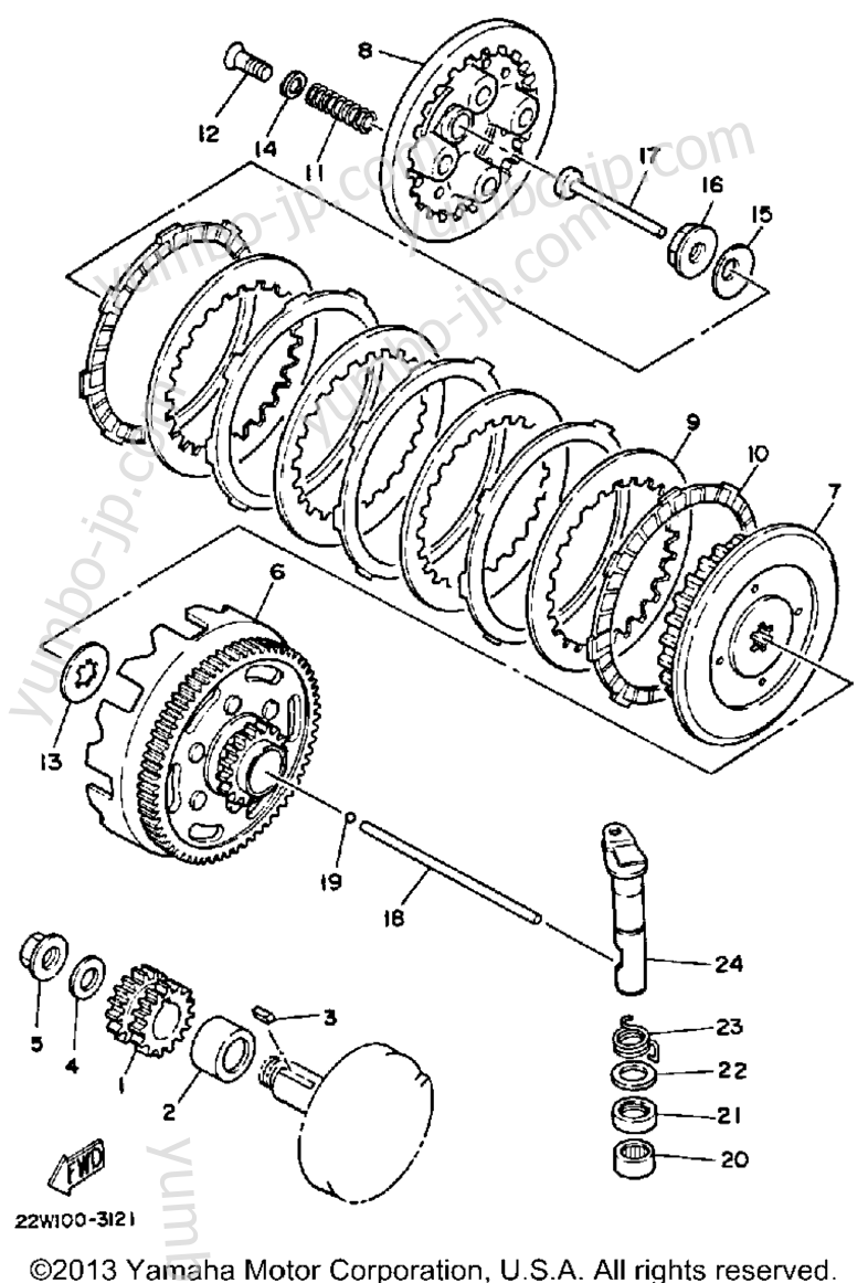 CLUTCH for motorcycles YAMAHA YZ80 (YZ80N) 1985 year