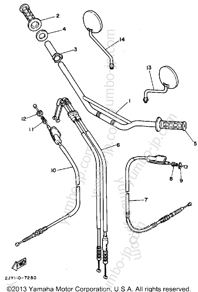 Handlebar Cable for motorcycles YAMAHA TRAILWAY (TW200B) 1991 year