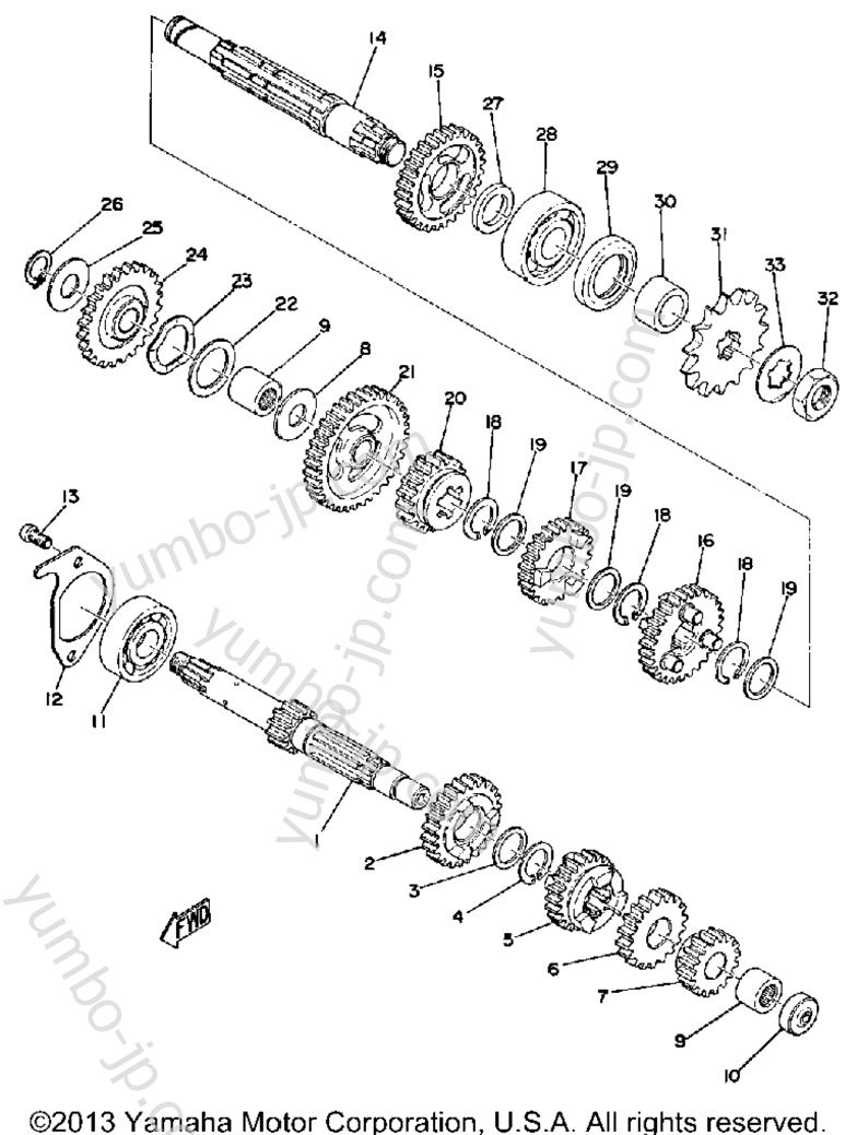 TRANSMISSION for motorcycles YAMAHA RD125B 1975 year