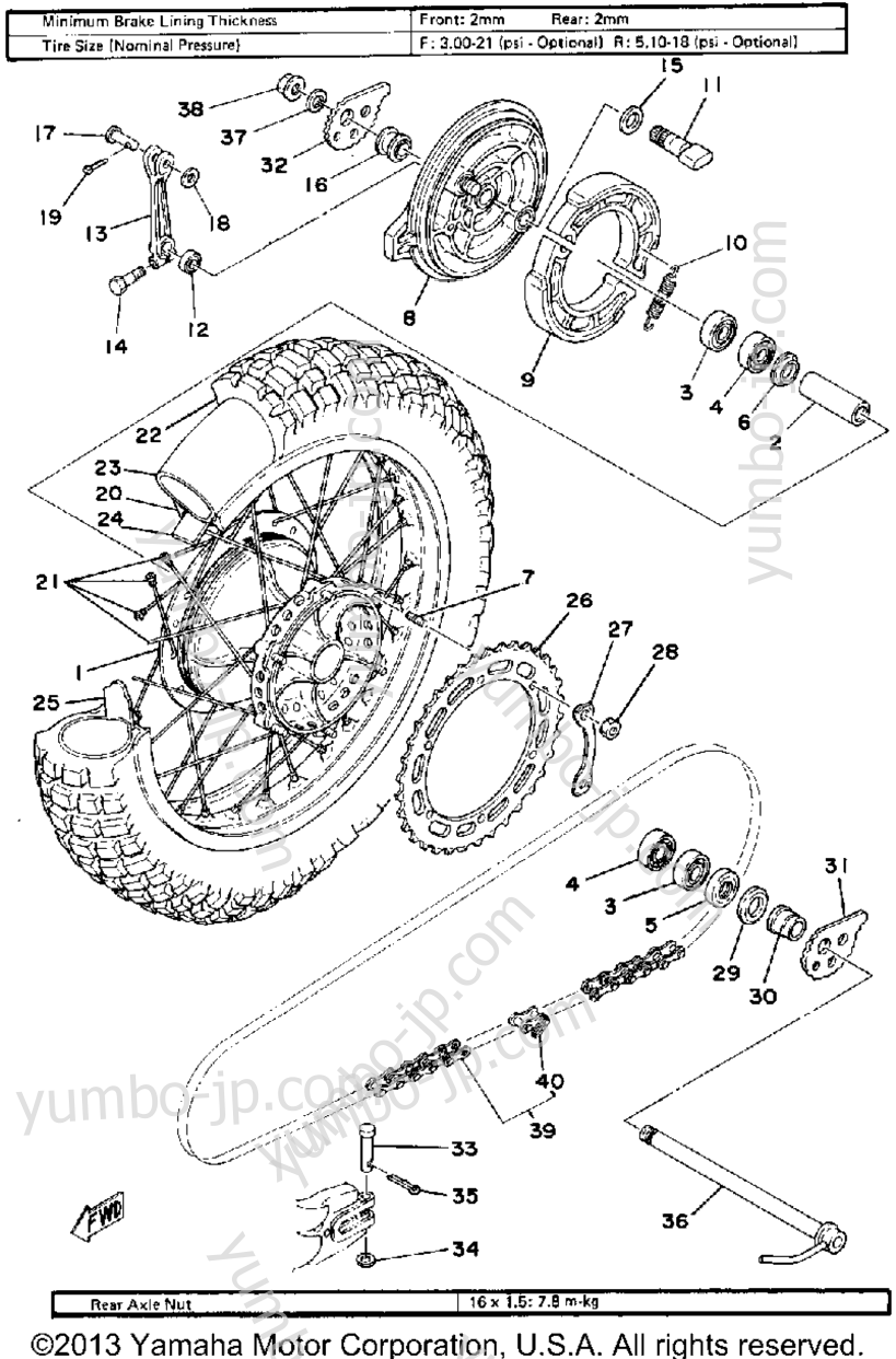 REAR WHEEL для мотоциклов YAMAHA IT425G 1980 г.