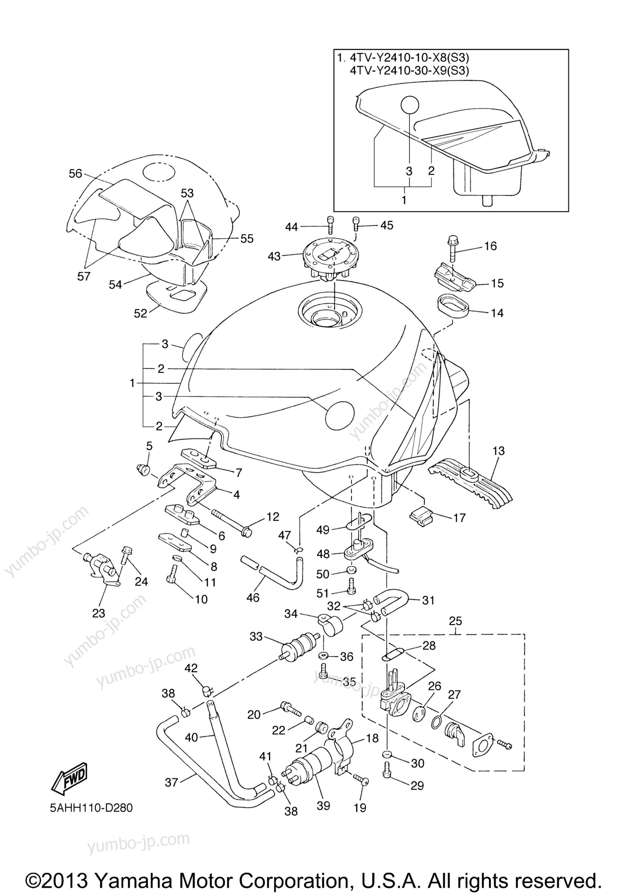 FUEL TANK for motorcycles YAMAHA YZF600R (YZF600RT) 2005 year