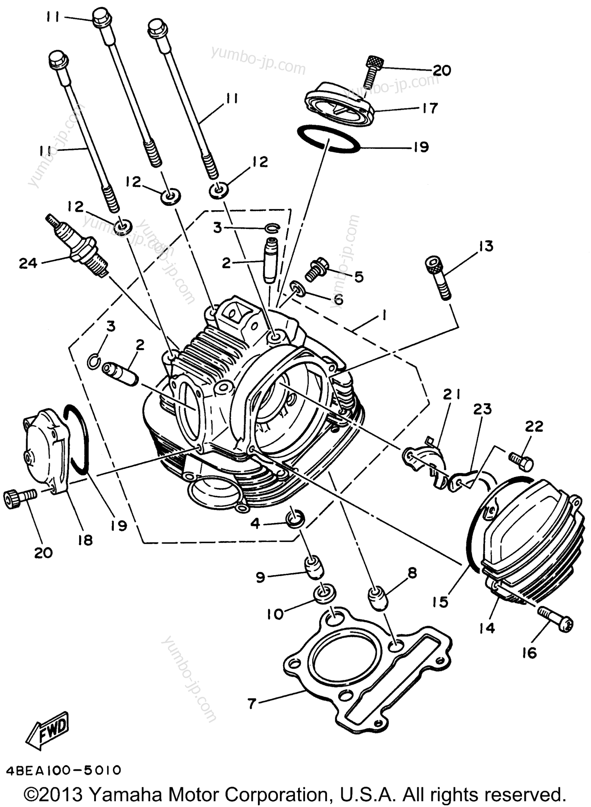 Головка блока цилиндров для мотоциклов YAMAHA SEROW (XT225HC) CA 1996 г.