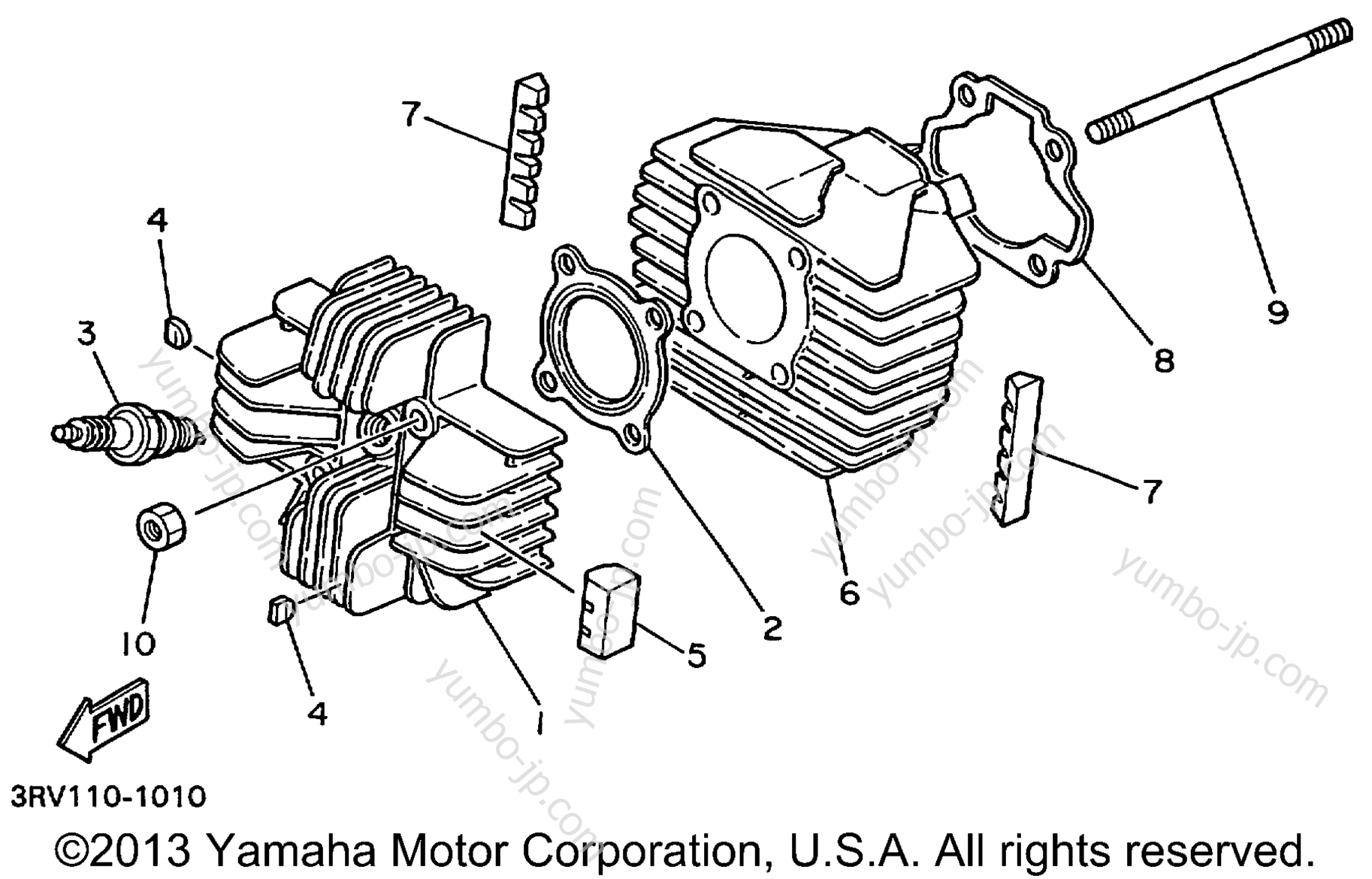 Блок цилиндров для мотоциклов YAMAHA PW80 (PW80L1) 1999 г.