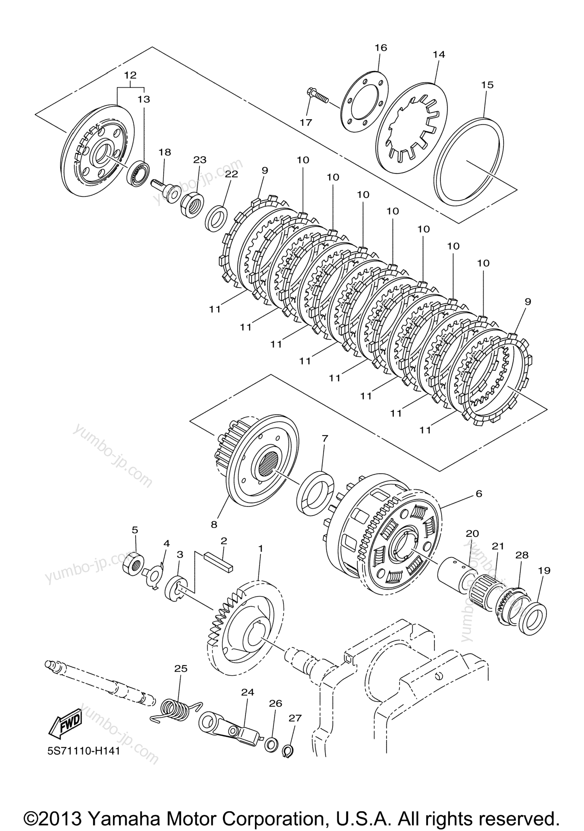 CLUTCH for motorcycles YAMAHA V STAR 950 TOURER (XVS95CTDCB) CA 2013 year