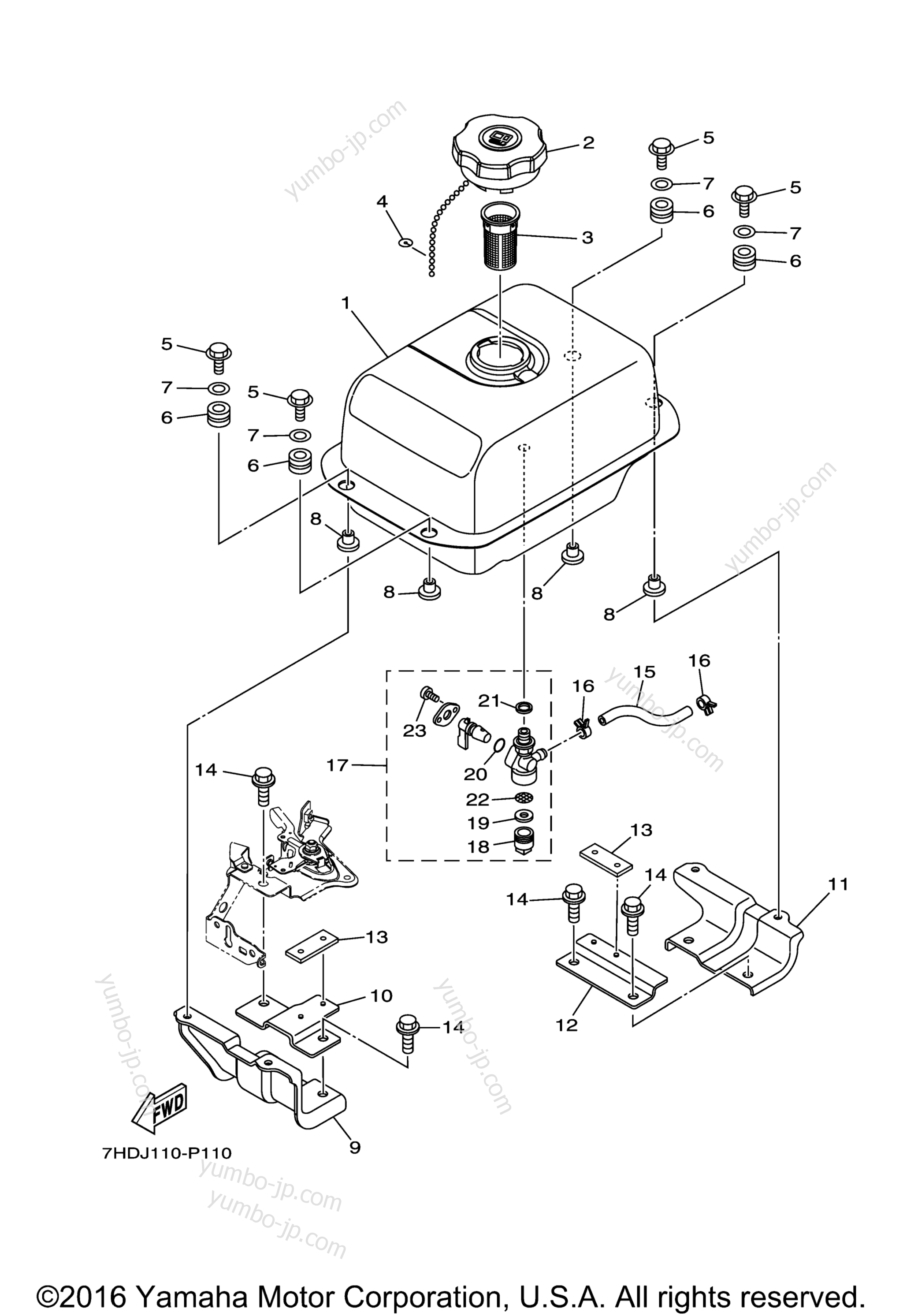 Топливный бак для двигателей YAMAHA MX360AA6L6 2016 г.