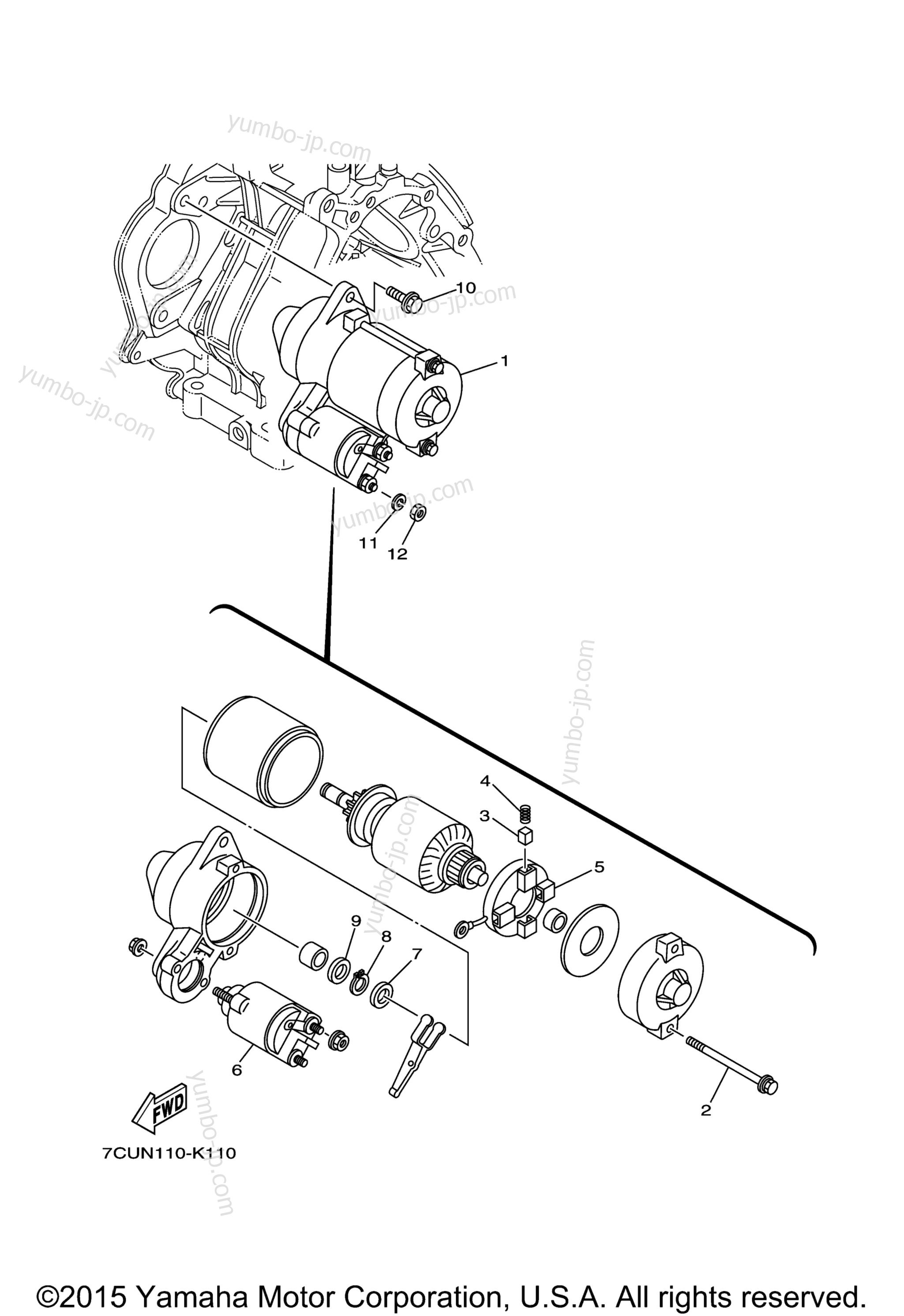 STARTING MOTOR для двигателей YAMAHA 7HDB_KHIP7 7HDB1 (MZ360KHIP6) 2015 г.