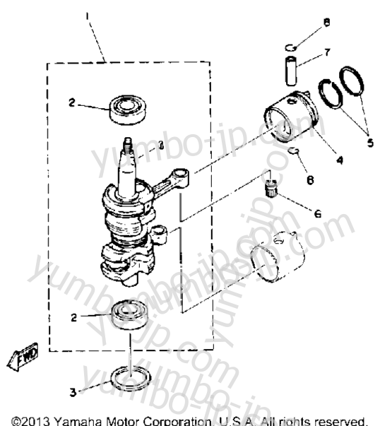 Crank Piston для лодочных моторов YAMAHA 8MLHR 1993 г.