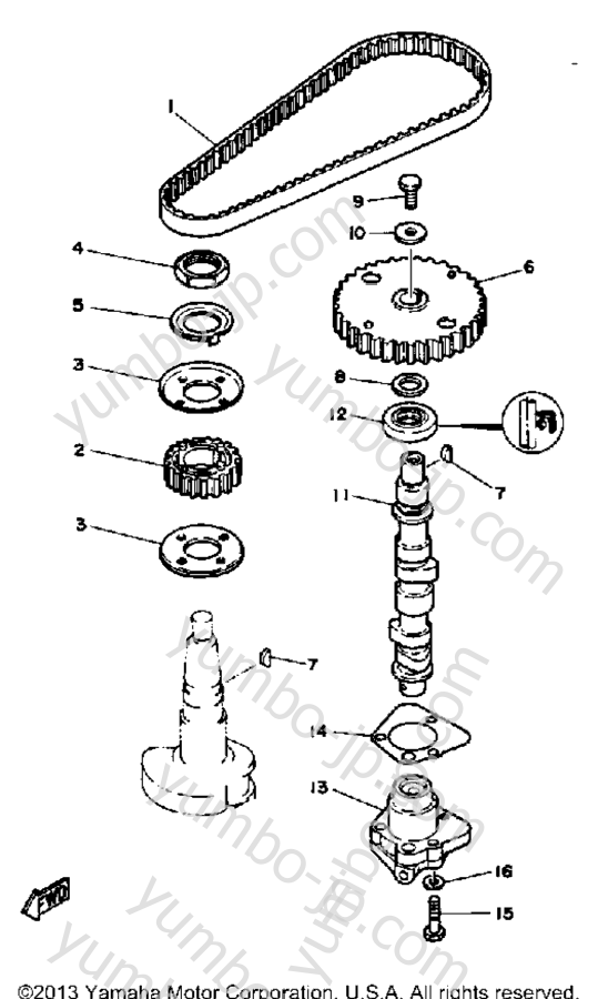 Oil Pump Belt для лодочных моторов YAMAHA FT9.9ELF 1989 г.