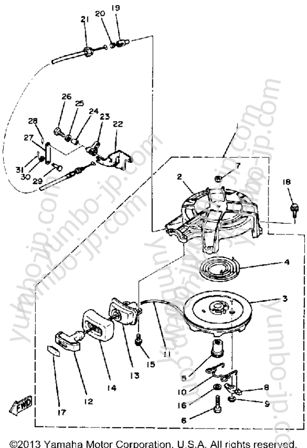 Manual Starter for outboards YAMAHA 5SK 1985 year