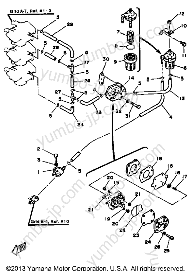 FUEL SYSTEM for outboards YAMAHA 40ETLK 1985 year