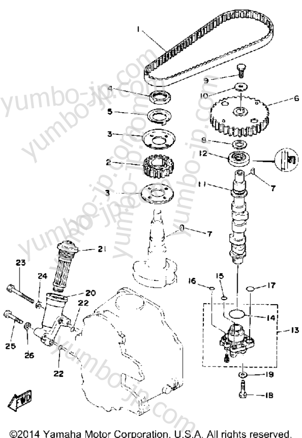 Oil Pump Belt для лодочных моторов YAMAHA FT9.9ERLD 1990 г.