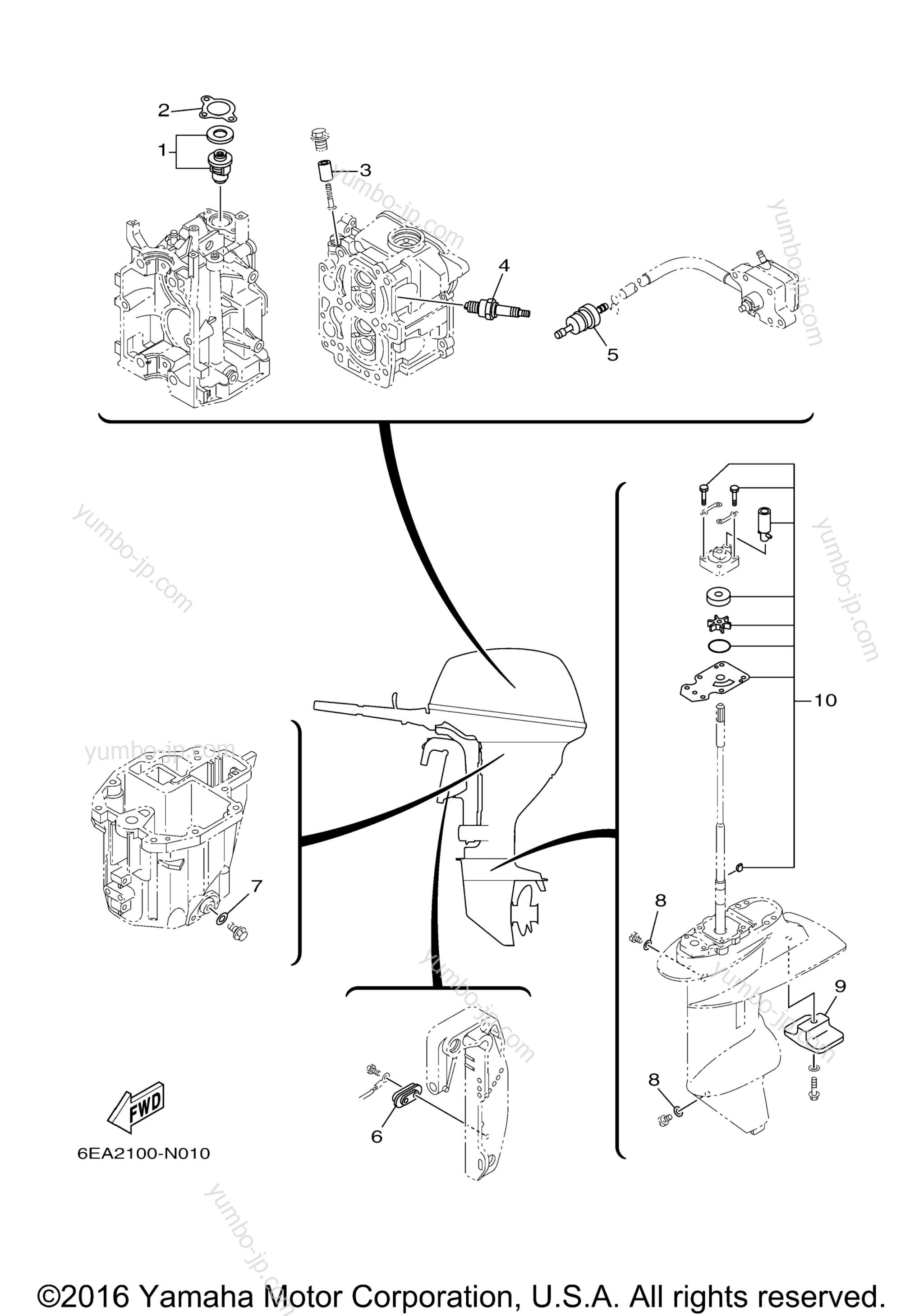 Scheduled Service Parts для лодочных моторов YAMAHA T9.9XPB (0116) 2006 г.