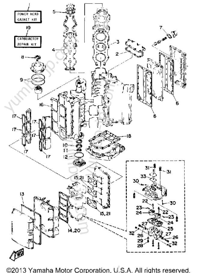 Repair Kit 1 для лодочных моторов YAMAHA PROV150LG 1988 г.