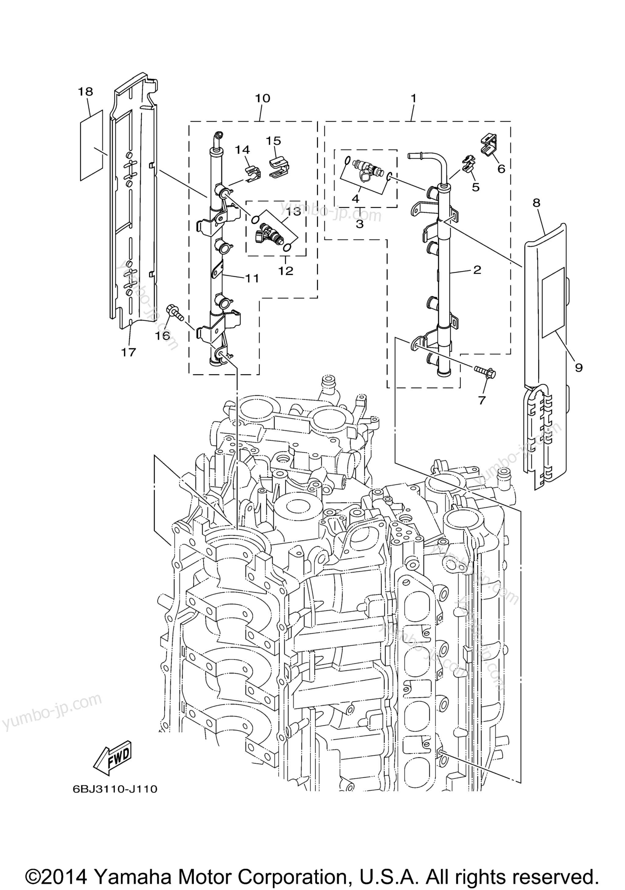 Throttle Body Assy 2 для лодочных моторов YAMAHA F350XCA (0410) 2006 г.