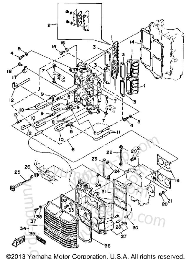 Intake для лодочных моторов YAMAHA 130ETXF 1989 г.