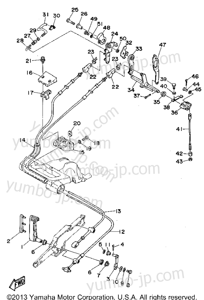 Alternate 2 (Control With Shift) for outboards YAMAHA F9.9MLHU 1996 year