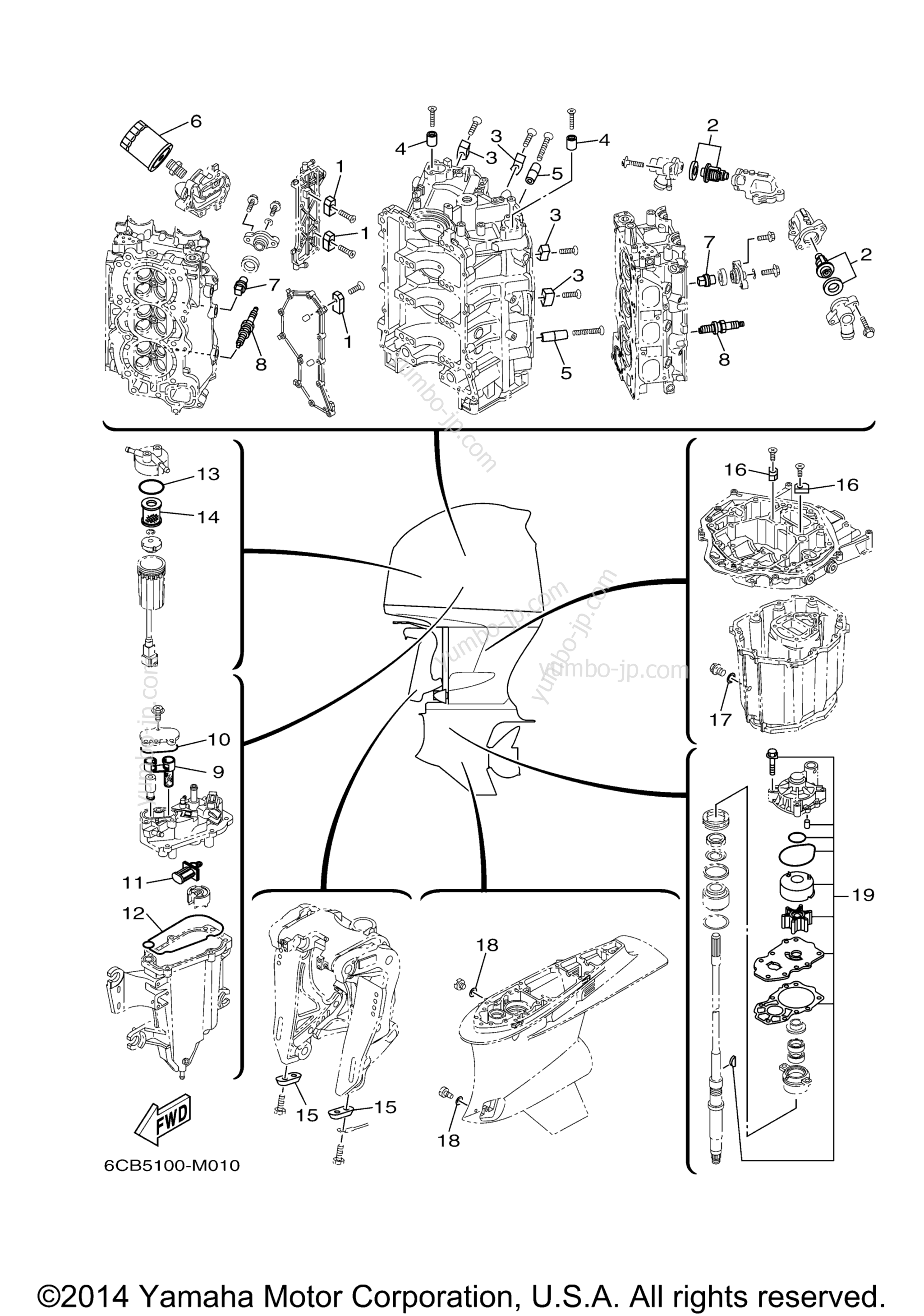 Scheduled Service Parts для лодочных моторов YAMAHA VF225LA (0114) 2006 г.
