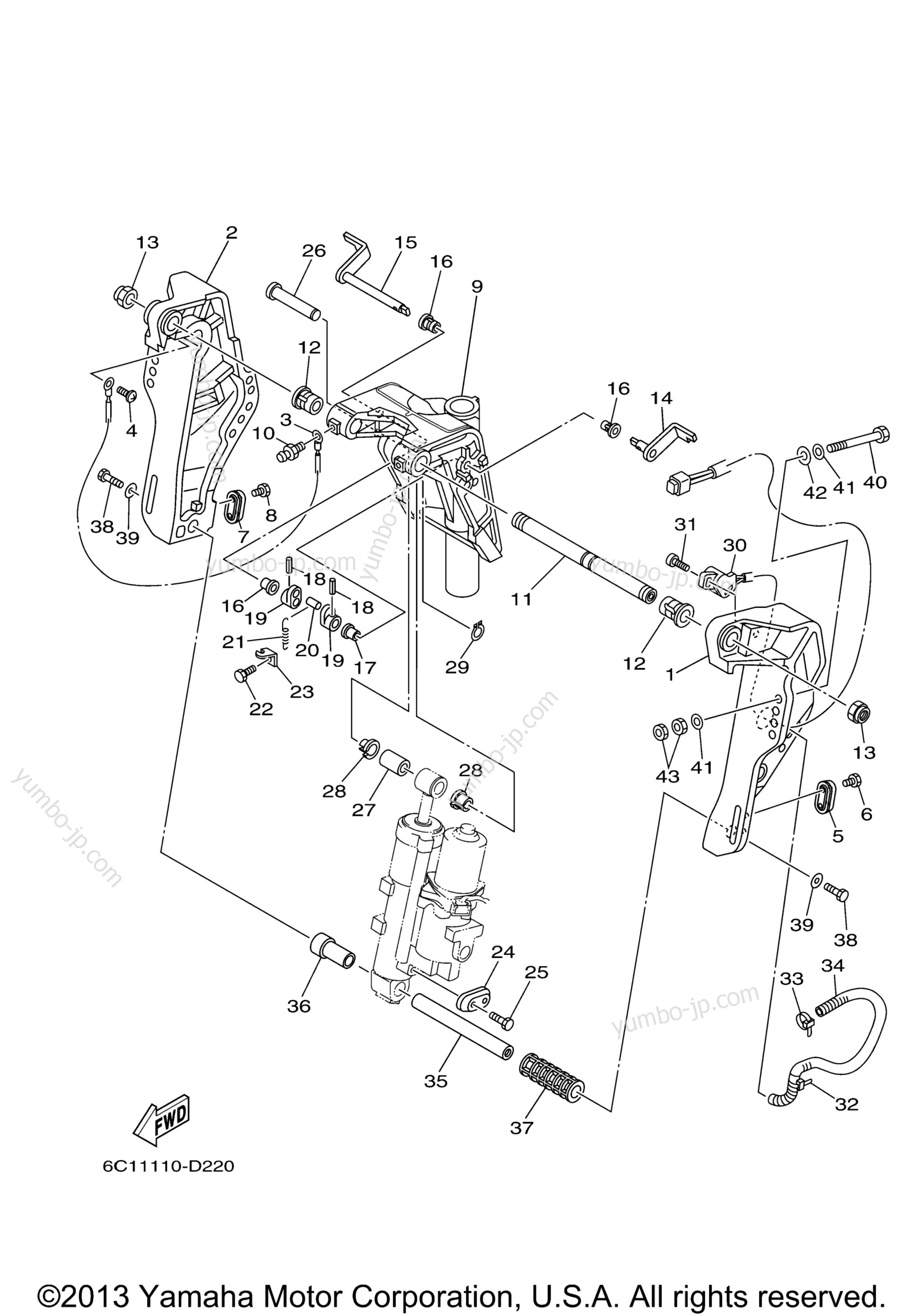 Bracket 1 for outboards YAMAHA T50TLRD 2005 year