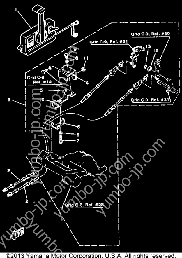 Устройство дистанционного управления для лодочных моторов YAMAHA FT9.9ELK 1985 г.