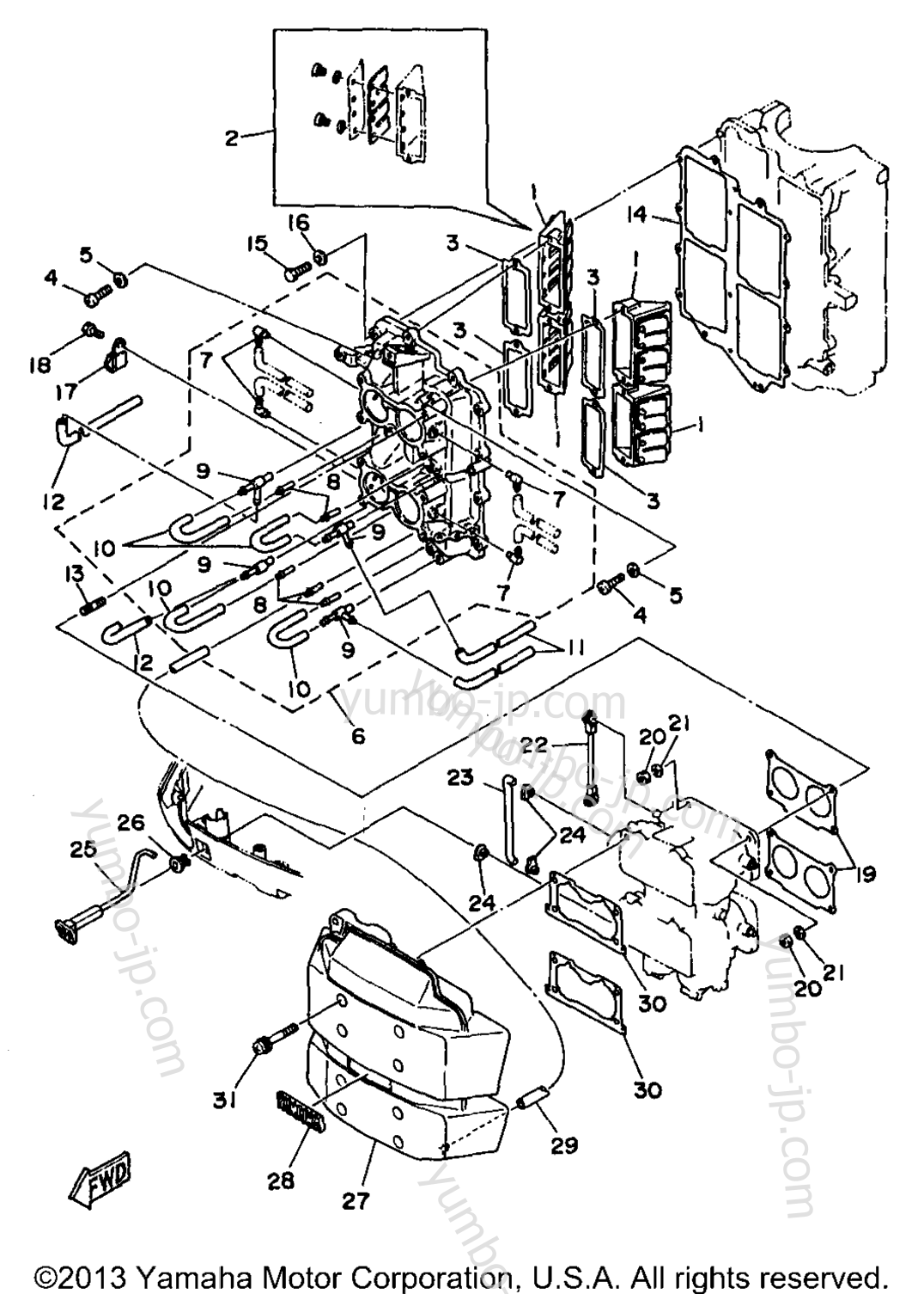 Intake для лодочных моторов YAMAHA S130TLRW 1998 г.