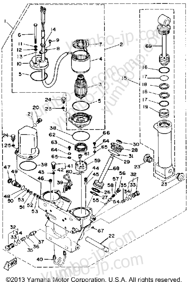 Power Trim Tilt Assy для лодочных моторов YAMAHA 150ETLG-JD (200ETXG) 1988 г.